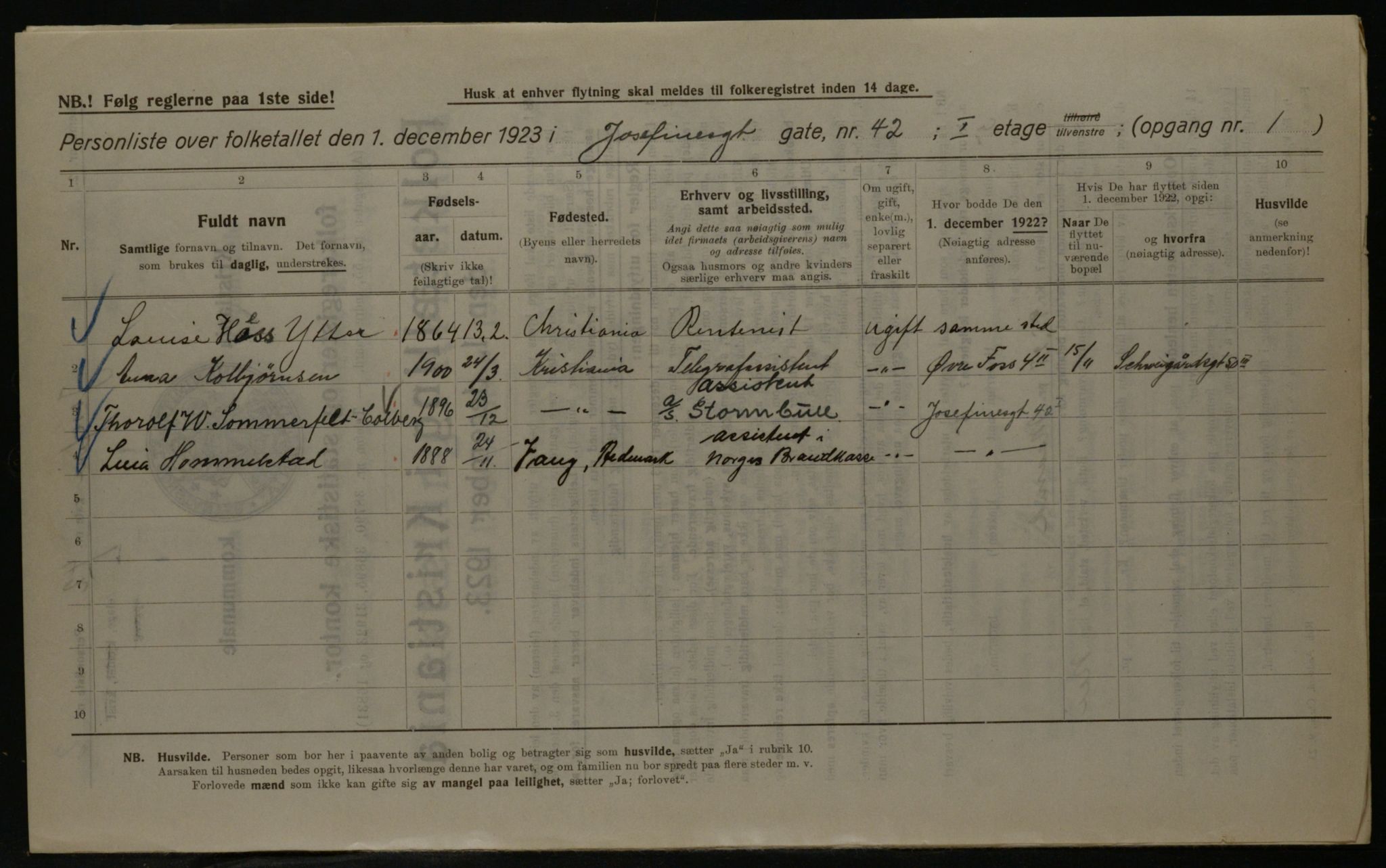 OBA, Kommunal folketelling 1.12.1923 for Kristiania, 1923, s. 53469