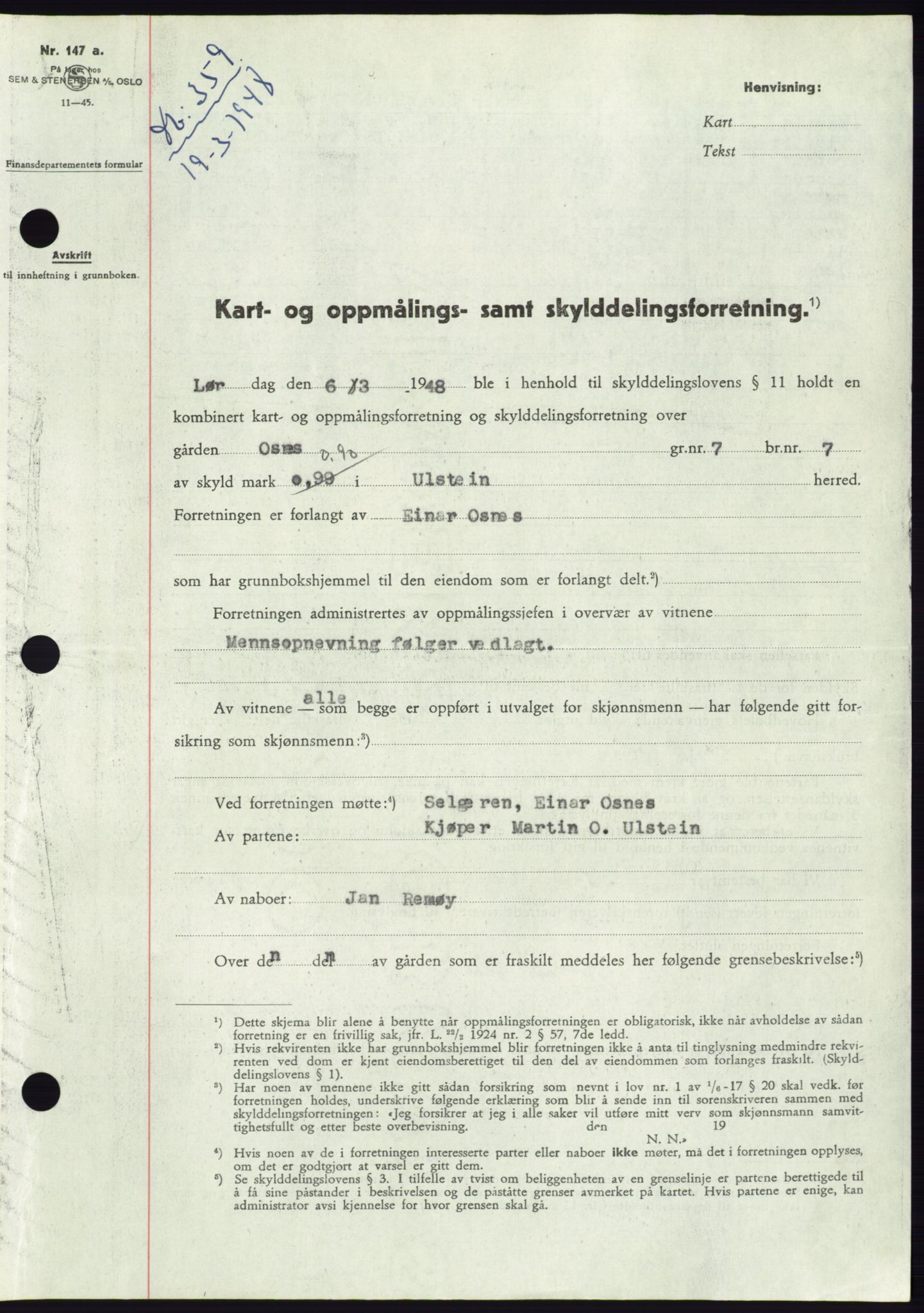 Søre Sunnmøre sorenskriveri, SAT/A-4122/1/2/2C/L0082: Pantebok nr. 8A, 1948-1948, Dagboknr: 359/1948