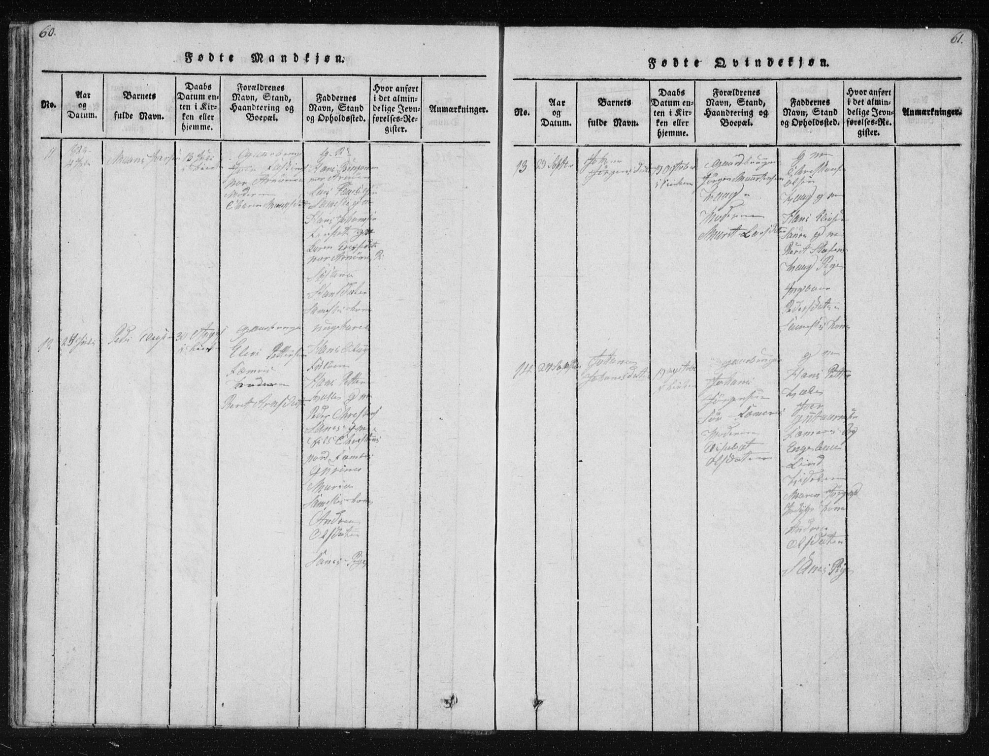 Ministerialprotokoller, klokkerbøker og fødselsregistre - Nordland, AV/SAT-A-1459/805/L0096: Ministerialbok nr. 805A03, 1820-1837, s. 60-61