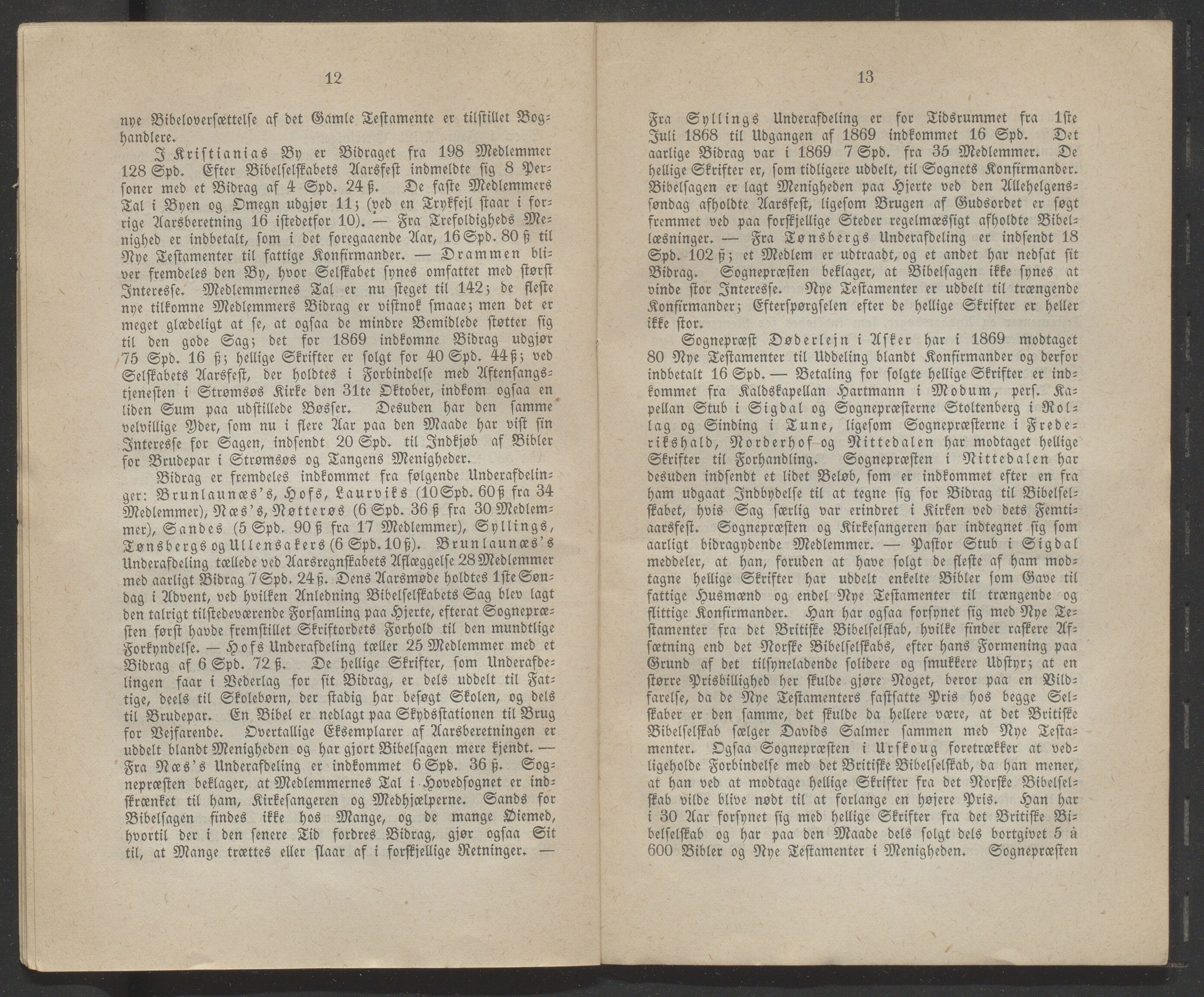 Det Norske Bibelselskap, VID/MDA-A-1528/X/L0002/0003/0001: Årsberetninger / Årsberetning 54, 55 og 56, 1869, s. 12-13