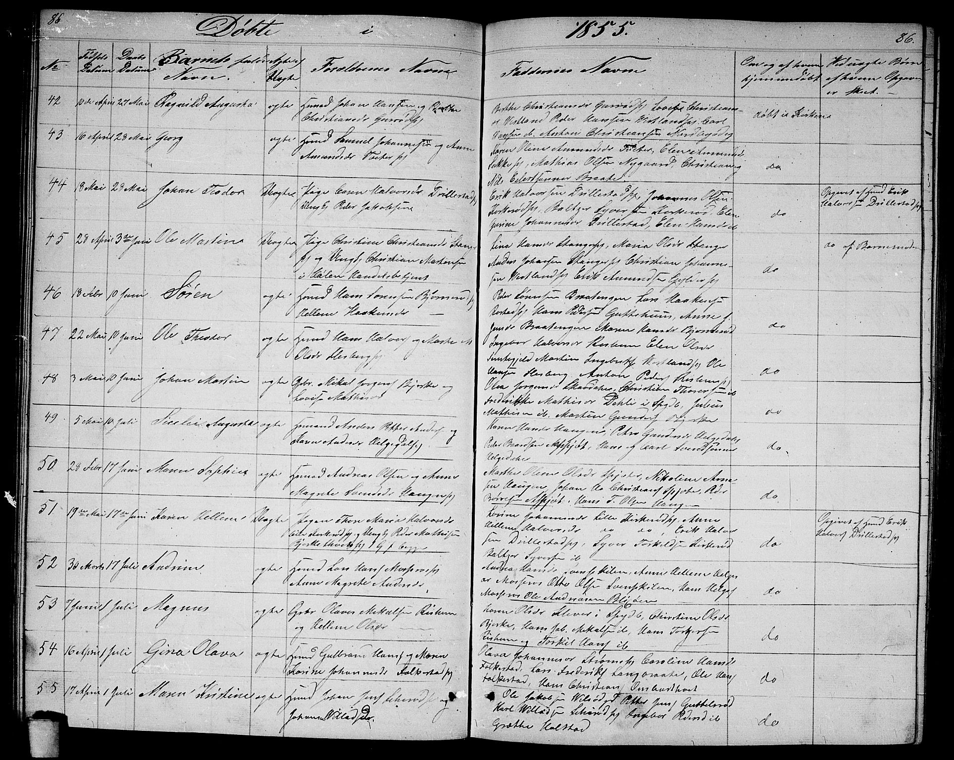 Våler prestekontor Kirkebøker, AV/SAO-A-11083/G/Ga/L0002: Klokkerbok nr. I 2, 1839-1860, s. 86