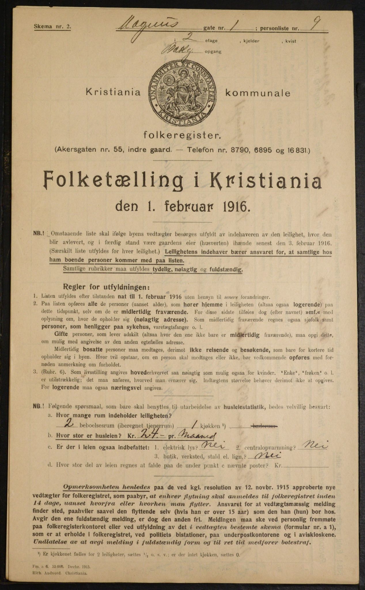 OBA, Kommunal folketelling 1.2.1916 for Kristiania, 1916, s. 60568