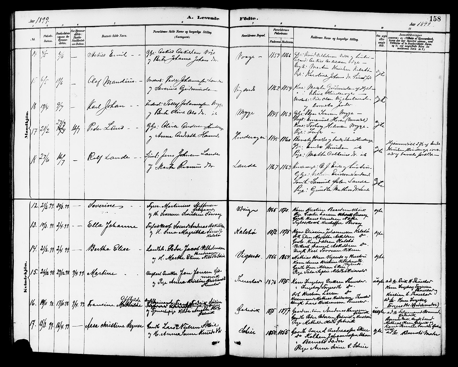 Avaldsnes sokneprestkontor, AV/SAST-A -101851/H/Ha/Hab/L0007: Klokkerbok nr. B 7, 1885-1909, s. 158