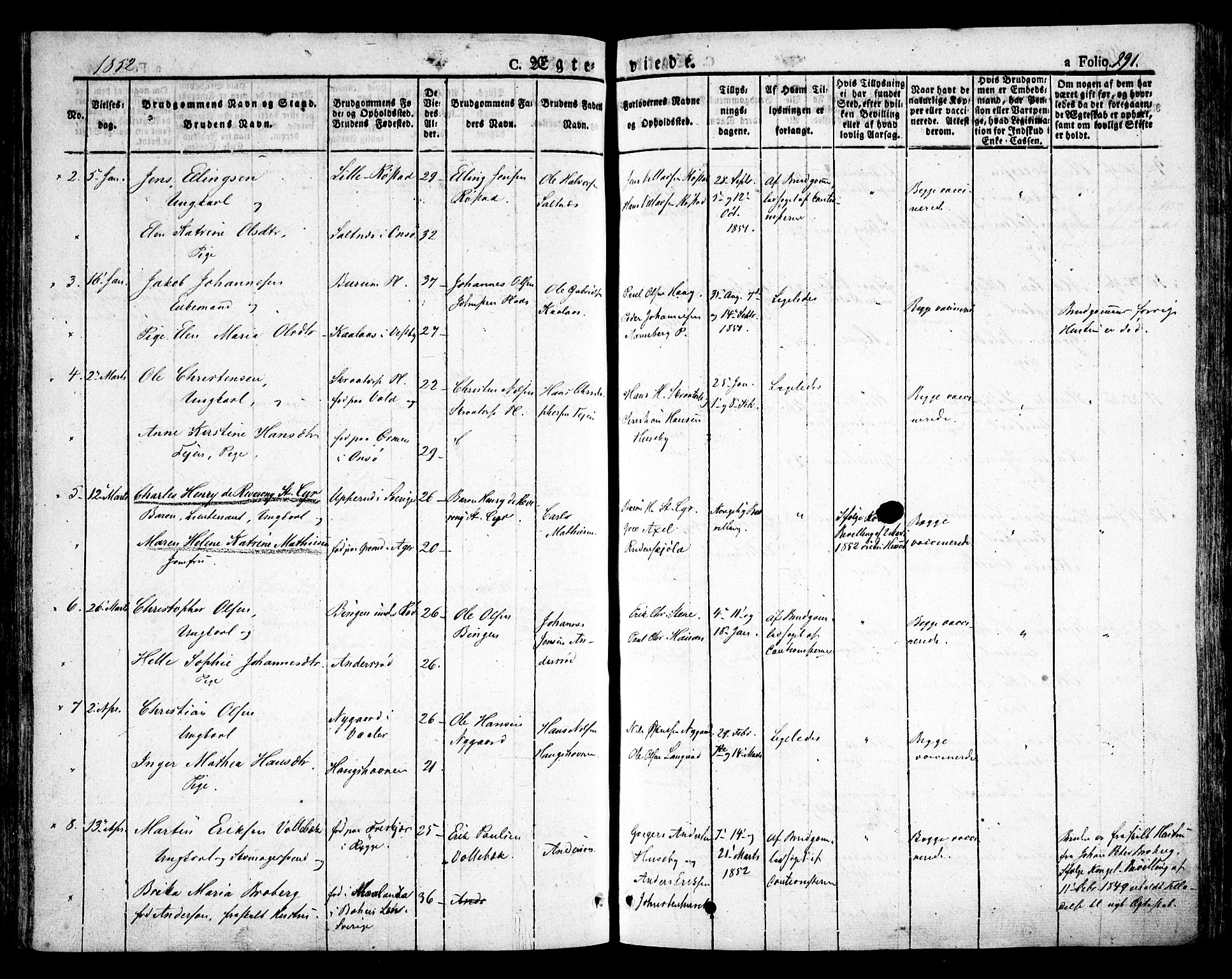 Råde prestekontor kirkebøker, AV/SAO-A-2009/F/Fa/L0005: Ministerialbok nr. 5, 1830-1853, s. 291