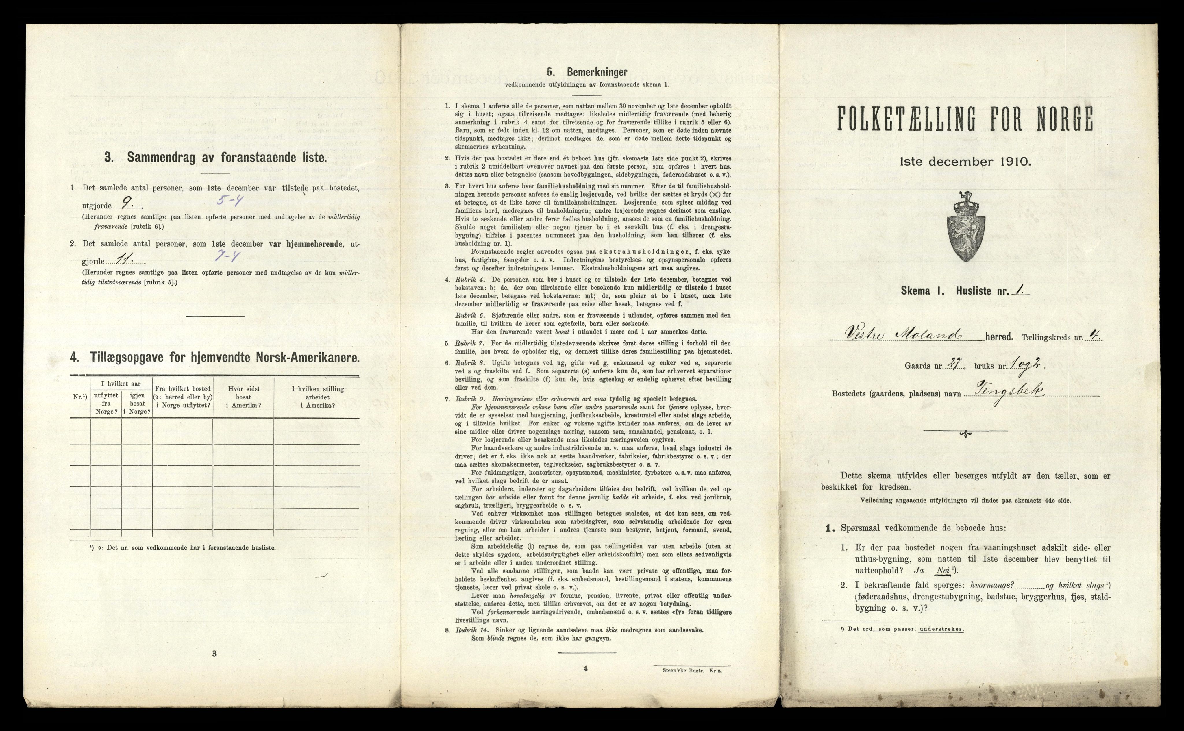 RA, Folketelling 1910 for 0926 Vestre Moland herred, 1910, s. 588