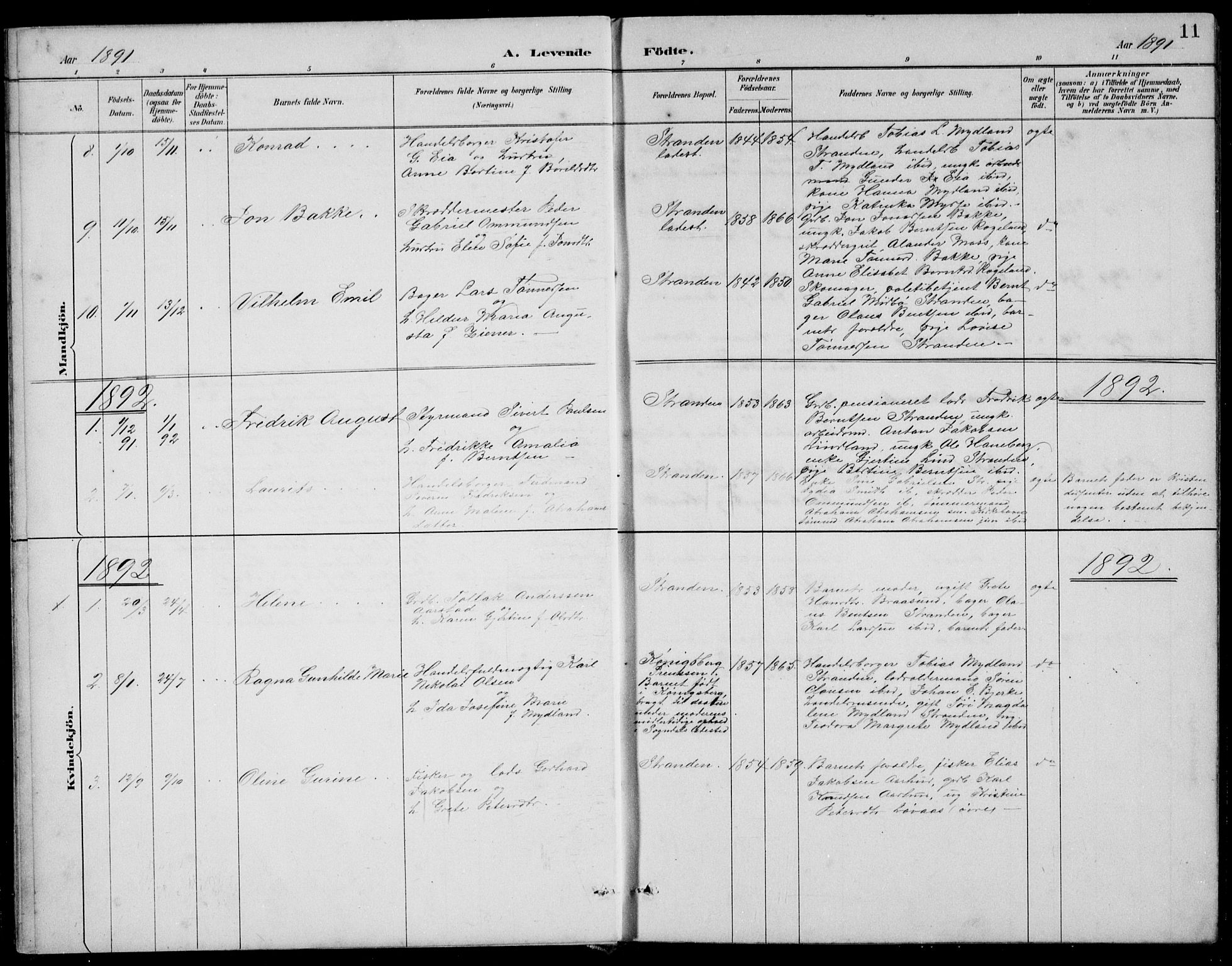Sokndal sokneprestkontor, AV/SAST-A-101808: Klokkerbok nr. B 5, 1887-1934, s. 11