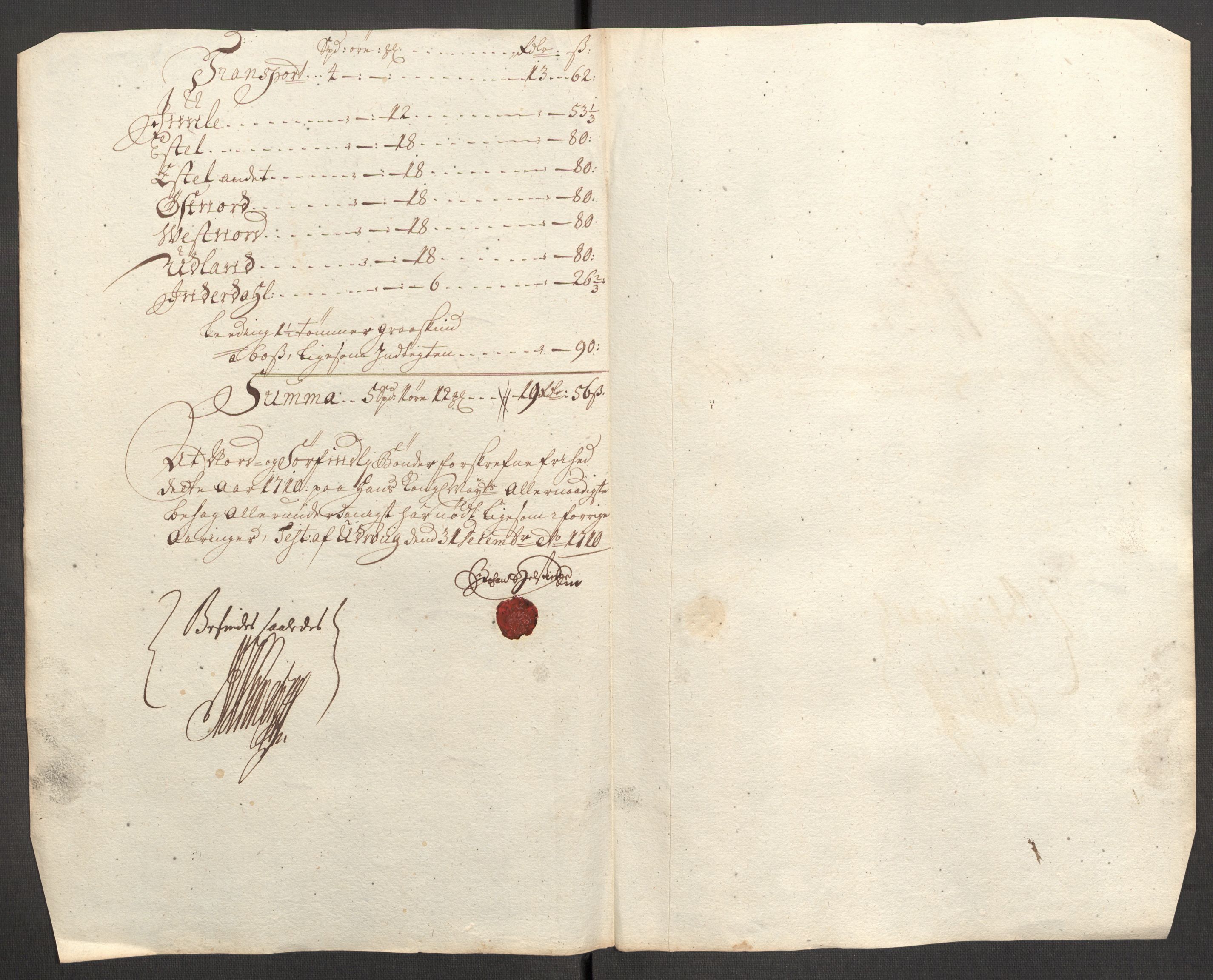 Rentekammeret inntil 1814, Reviderte regnskaper, Fogderegnskap, RA/EA-4092/R63/L4318: Fogderegnskap Inderøy, 1710, s. 230