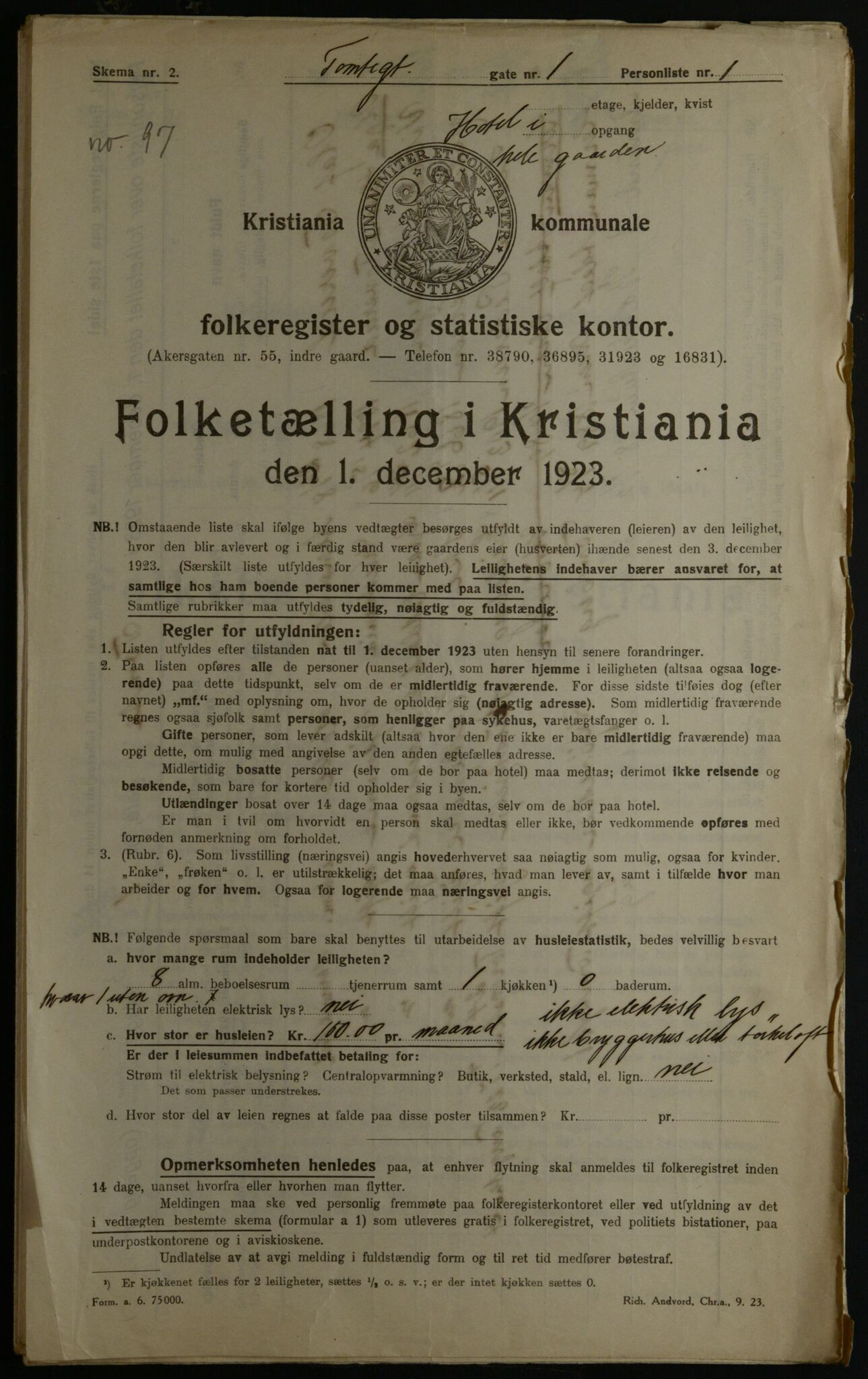 OBA, Kommunal folketelling 1.12.1923 for Kristiania, 1923, s. 125228