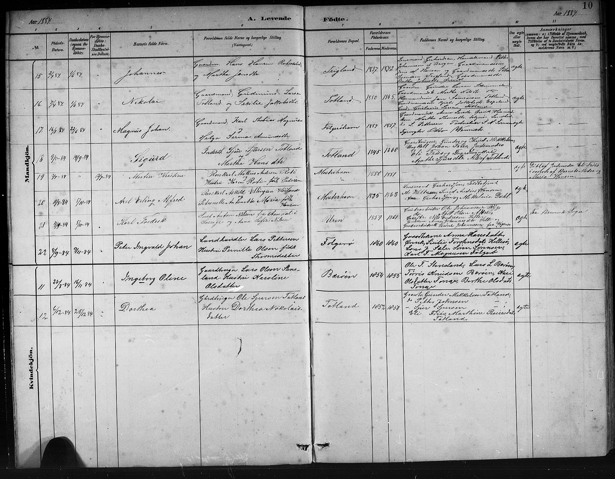 Finnås sokneprestembete, AV/SAB-A-99925/H/Ha/Hab/Haba/L0003: Klokkerbok nr. A 3, 1883-1900, s. 10