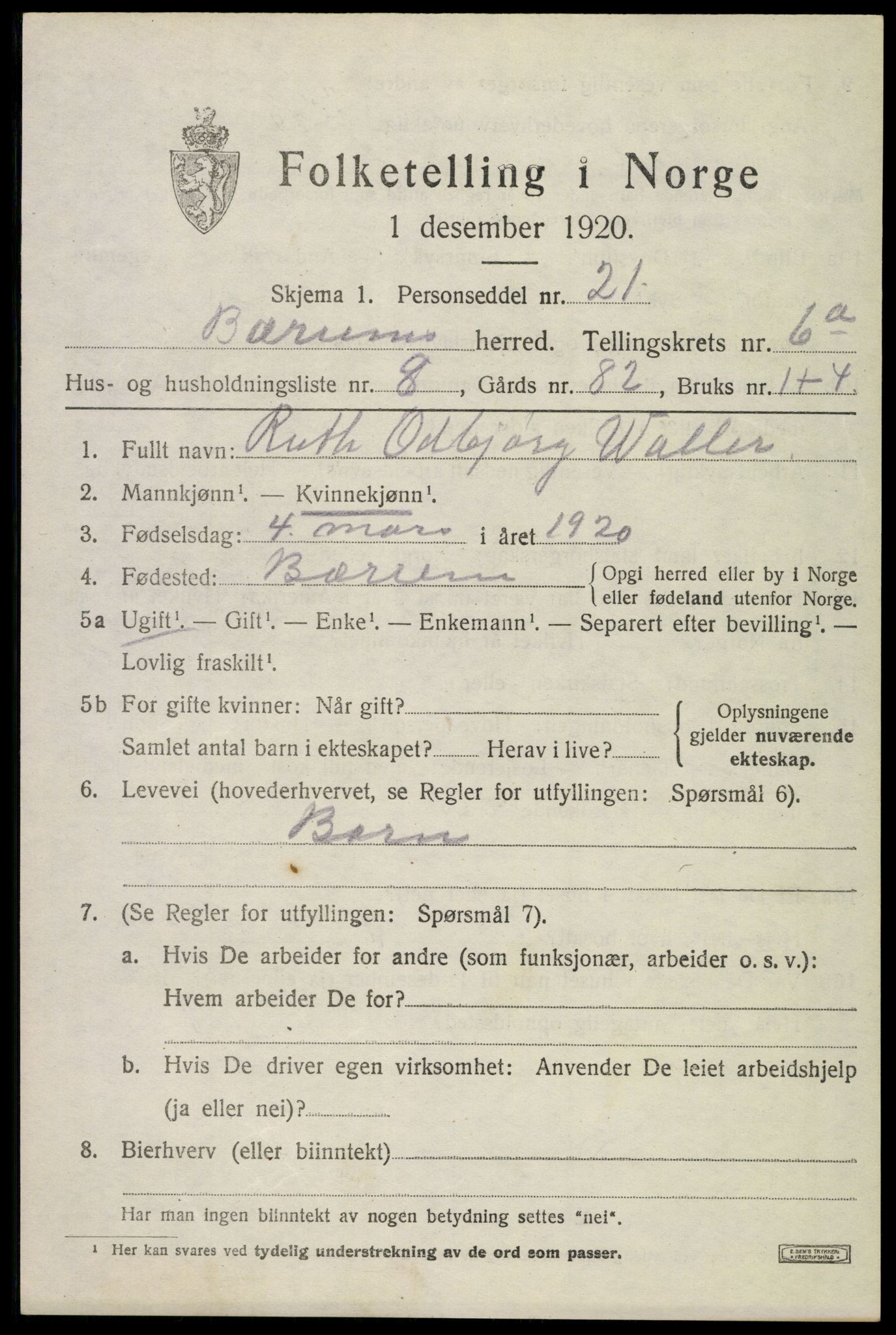 SAO, Folketelling 1920 for 0219 Bærum herred, 1920, s. 12384