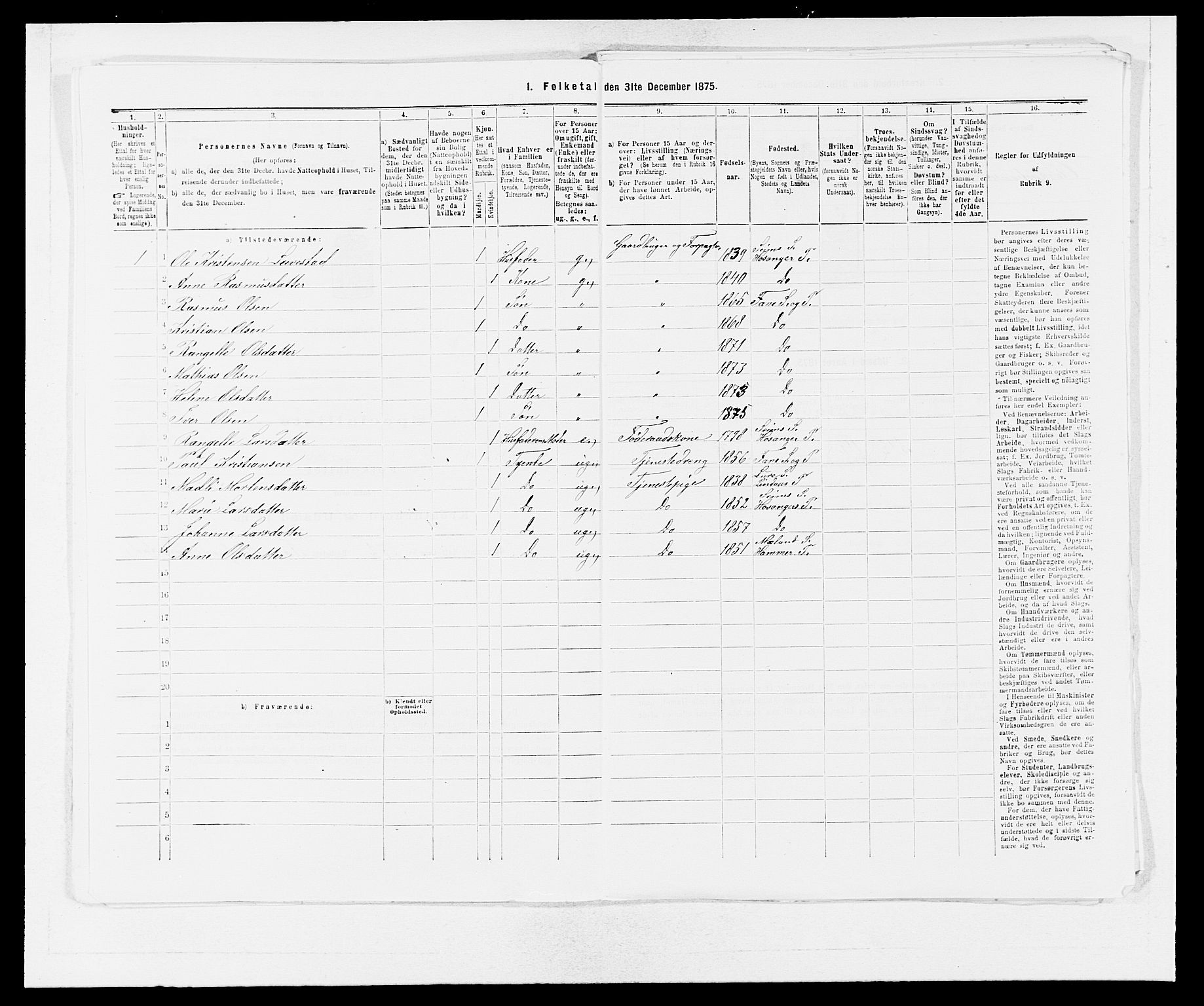 SAB, Folketelling 1875 for 1249P Fana prestegjeld, 1875, s. 789