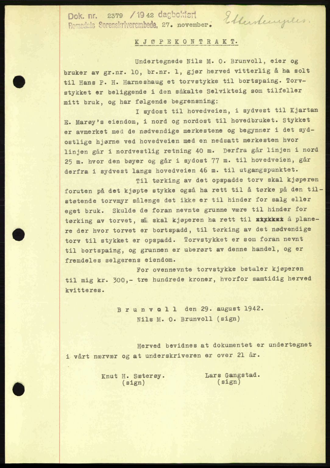 Romsdal sorenskriveri, SAT/A-4149/1/2/2C: Pantebok nr. A13, 1942-1943, Dagboknr: 2379/1942