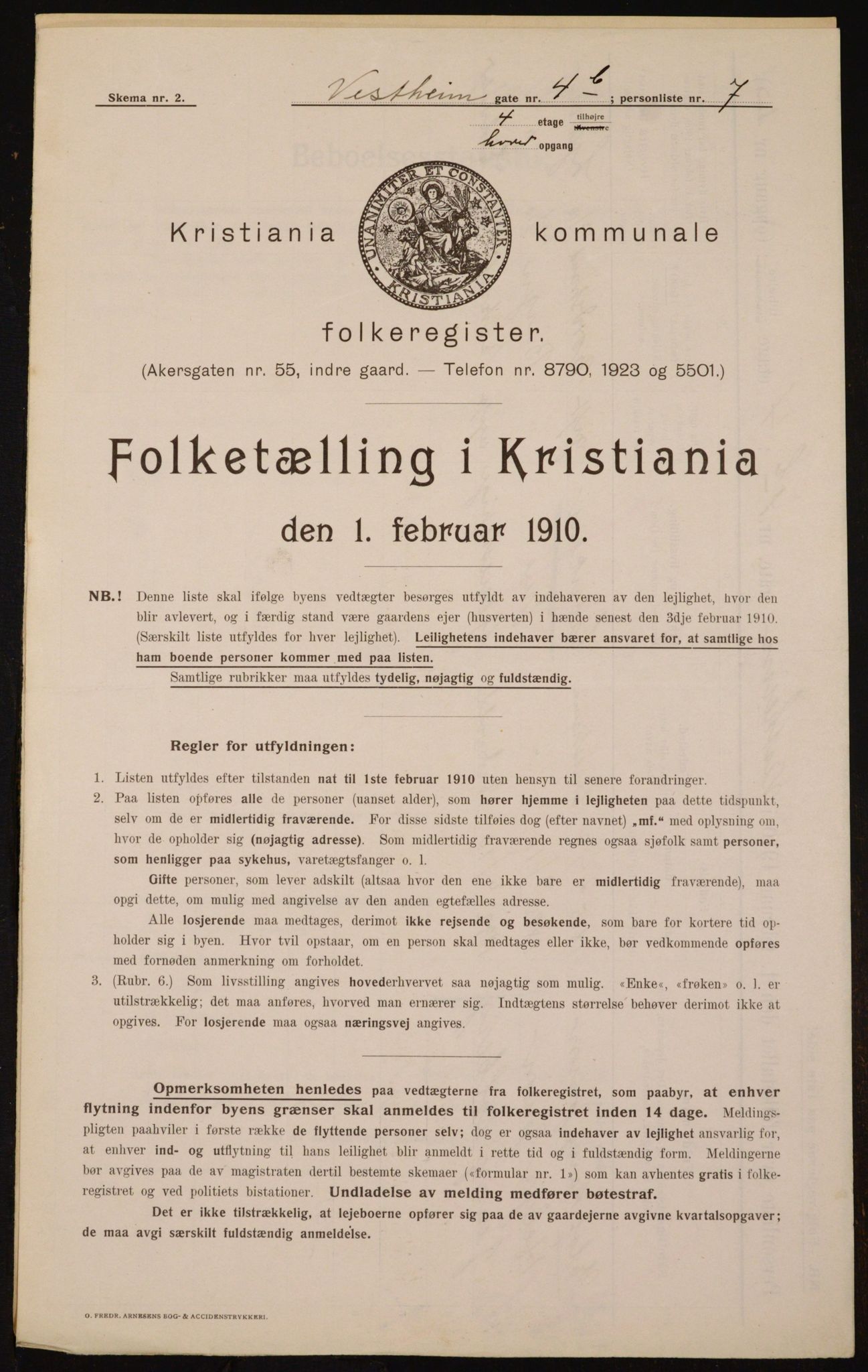 OBA, Kommunal folketelling 1.2.1910 for Kristiania, 1910, s. 116100