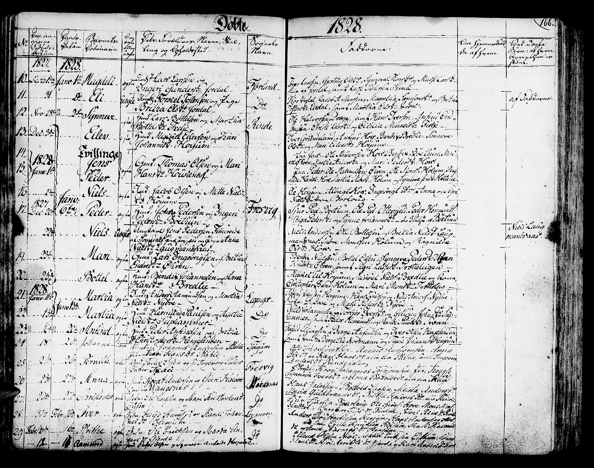 Leikanger sokneprestembete, AV/SAB-A-81001/H/Haa/Haaa/L0006: Ministerialbok nr. A 6, 1810-1838, s. 166
