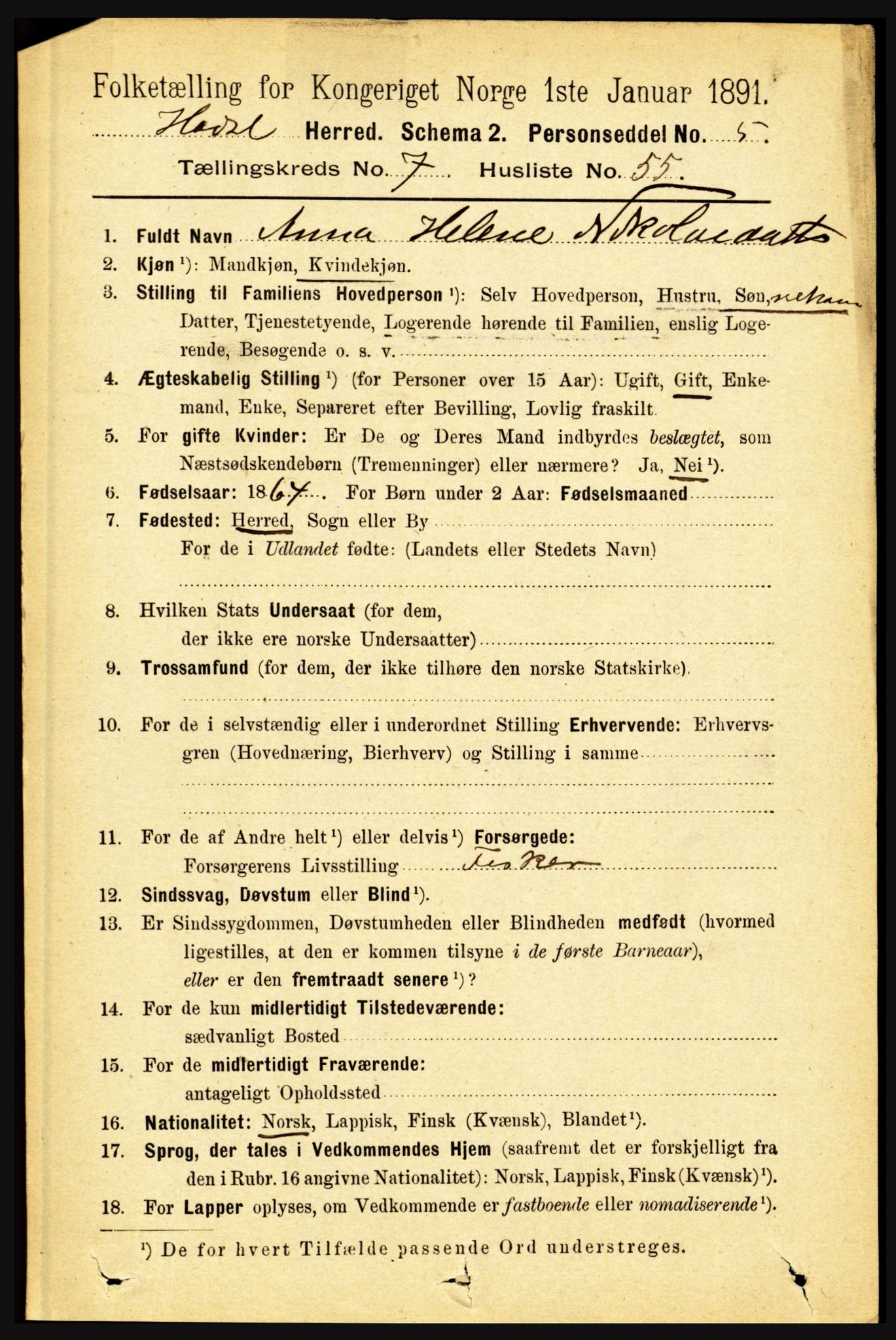 RA, Folketelling 1891 for 1866 Hadsel herred, 1891, s. 3528