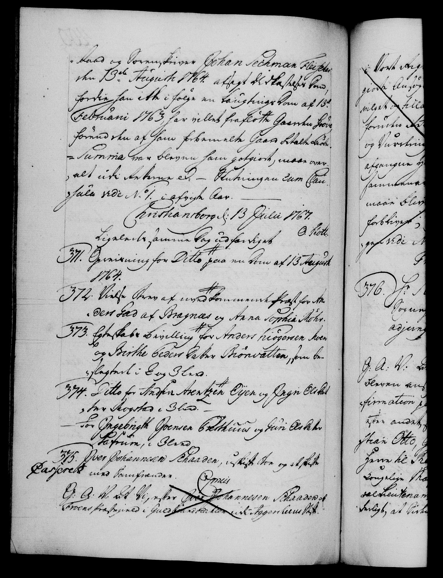 Danske Kanselli 1572-1799, RA/EA-3023/F/Fc/Fca/Fcaa/L0043: Norske registre, 1766-1768, s. 400b