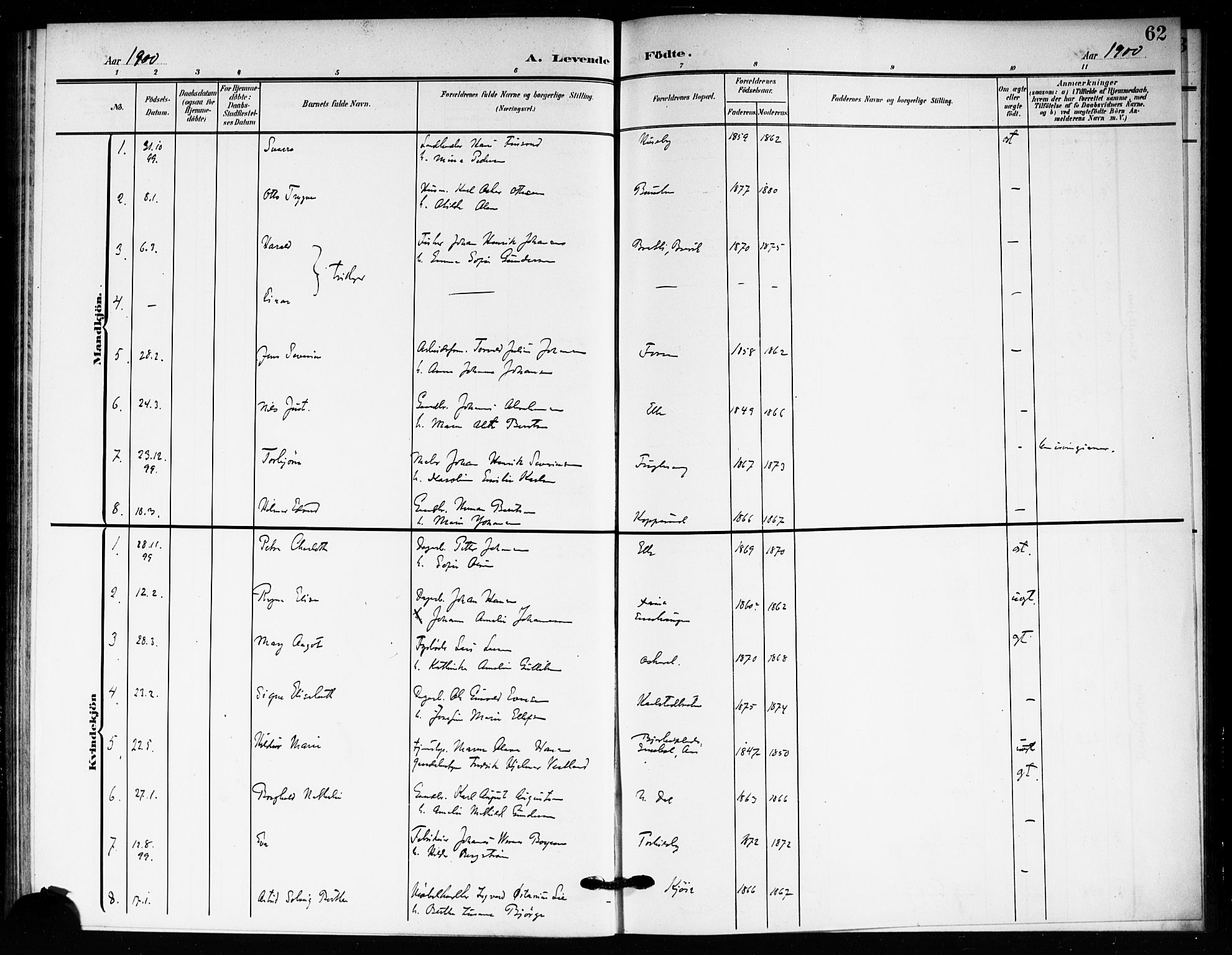 Drøbak prestekontor Kirkebøker, AV/SAO-A-10142a/F/Fc/L0001: Ministerialbok nr. III 1, 1871-1900, s. 62