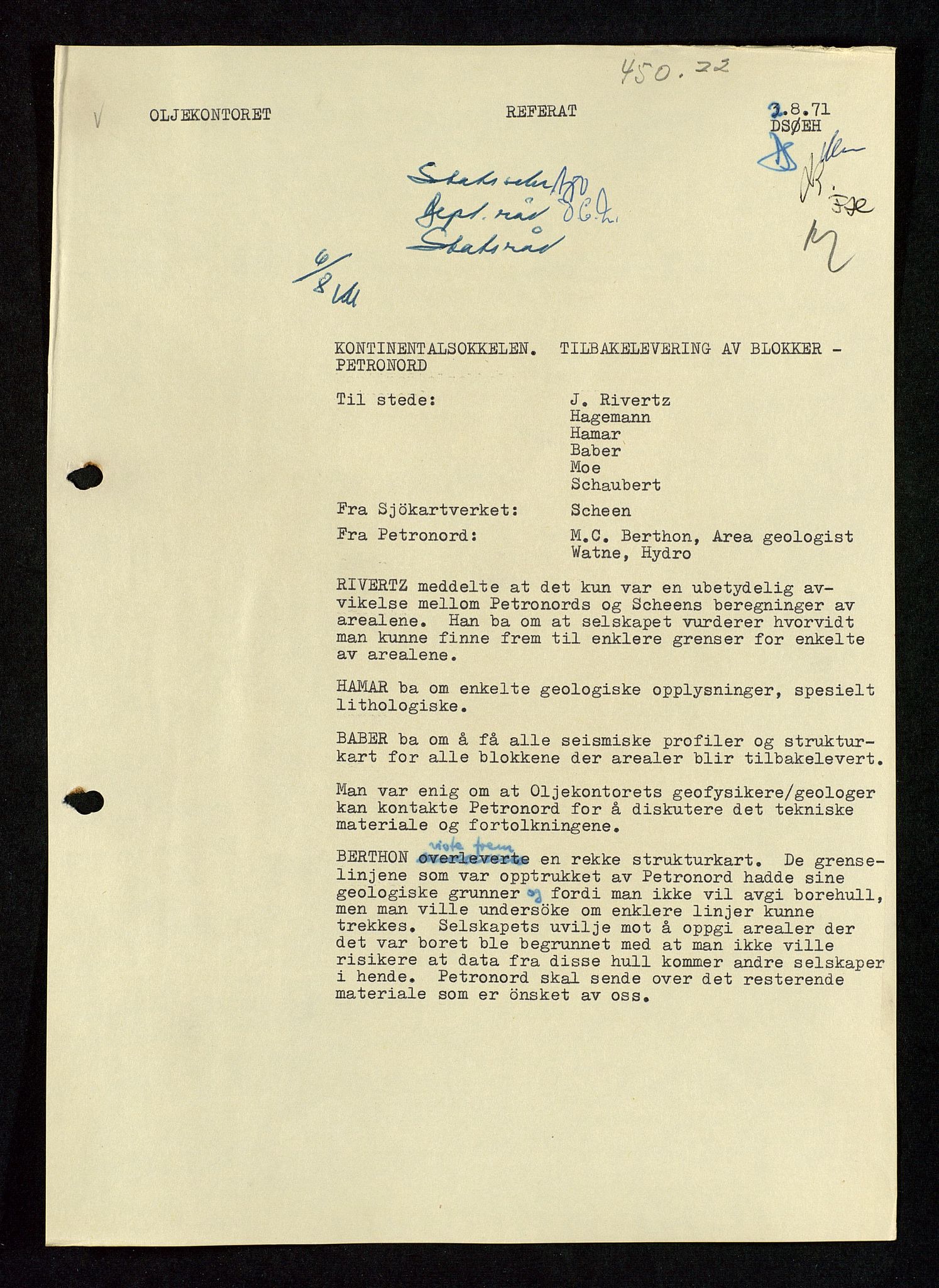 Industridepartementet, Oljekontoret, SAST/A-101348/Da/L0004: Arkivnøkkel 711 - 712 Utvinningstillatelser, 1970-1971, s. 317