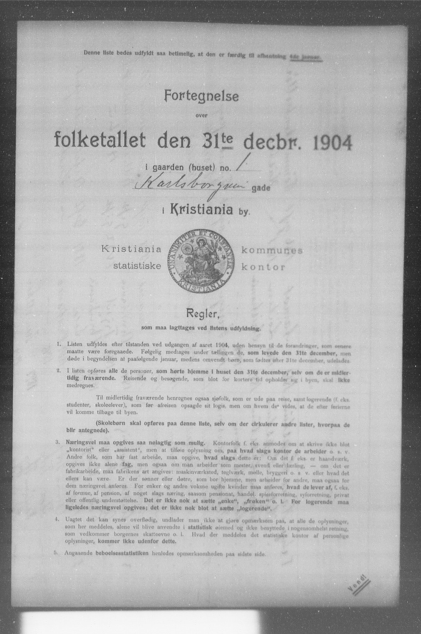 OBA, Kommunal folketelling 31.12.1904 for Kristiania kjøpstad, 1904, s. 9461