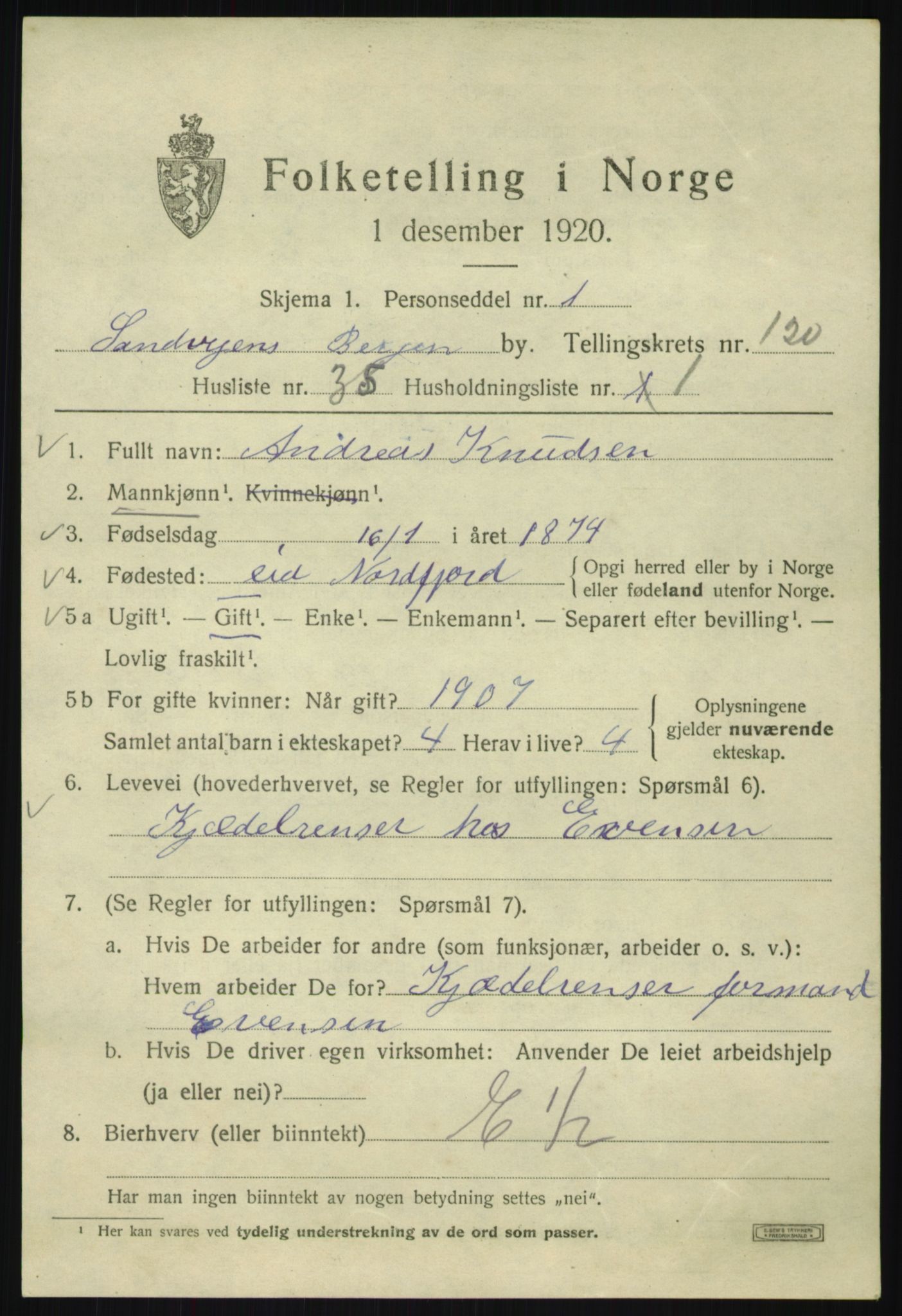 SAB, Folketelling 1920 for 1301 Bergen kjøpstad, 1920, s. 202014