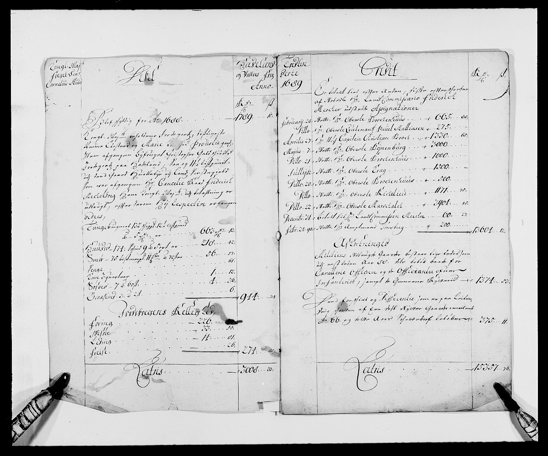 Rentekammeret inntil 1814, Reviderte regnskaper, Fogderegnskap, AV/RA-EA-4092/R18/L1288: Fogderegnskap Hadeland, Toten og Valdres, 1689, s. 3