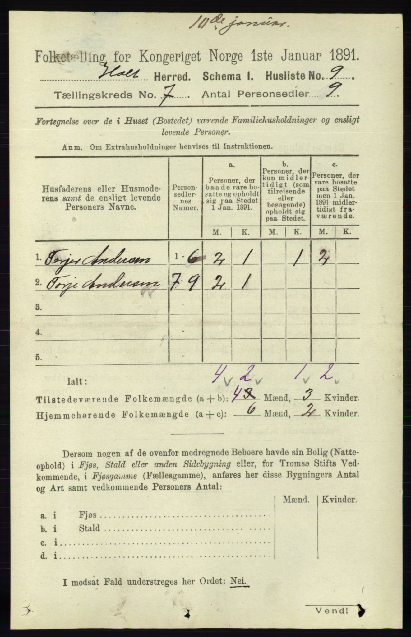 RA, Folketelling 1891 for 0914 Holt herred, 1891, s. 3303