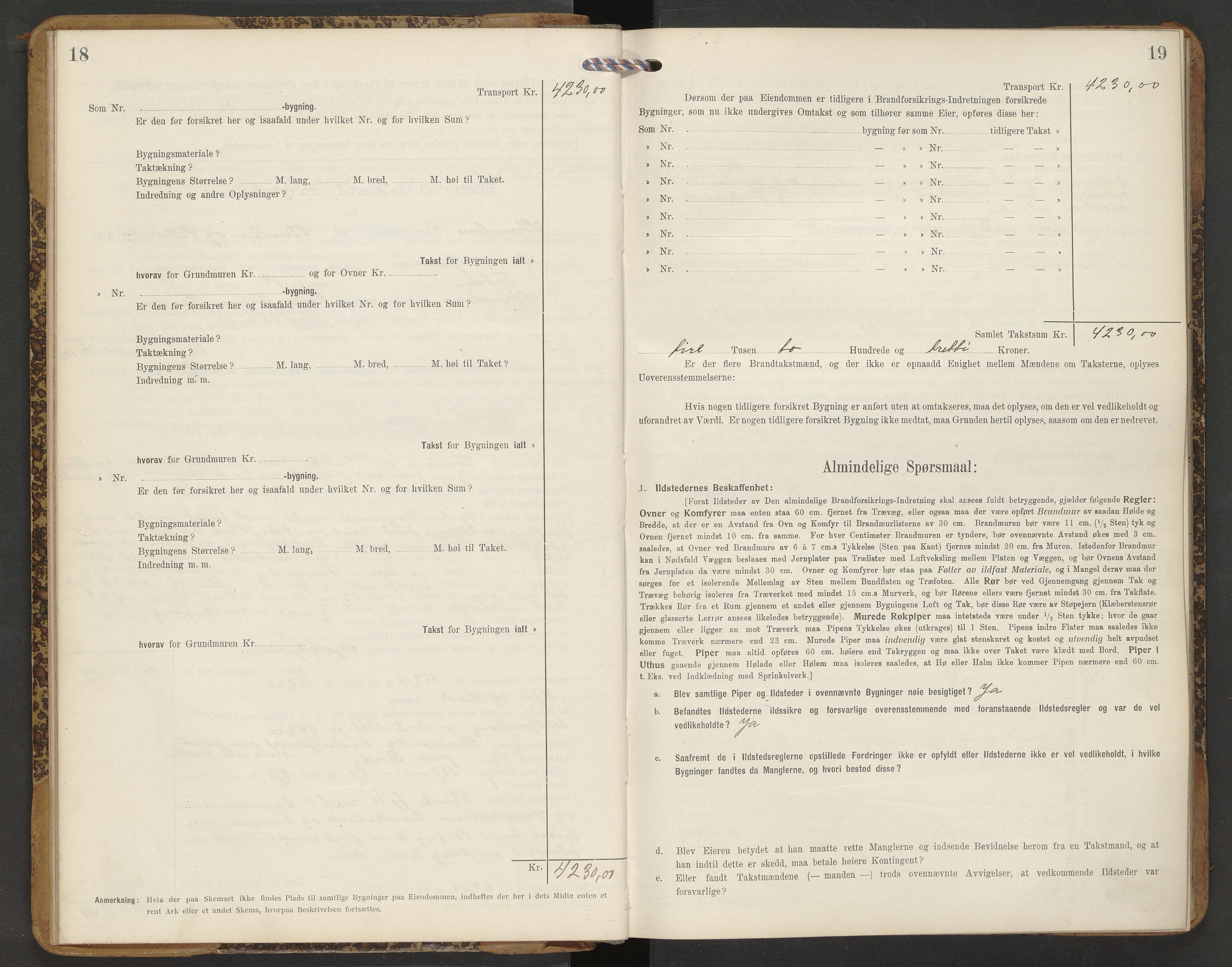 Norges Brannkasse Strinda, AV/SAT-A-5516/Fb/L0005: Branntakstprotokoll, 1913-1918