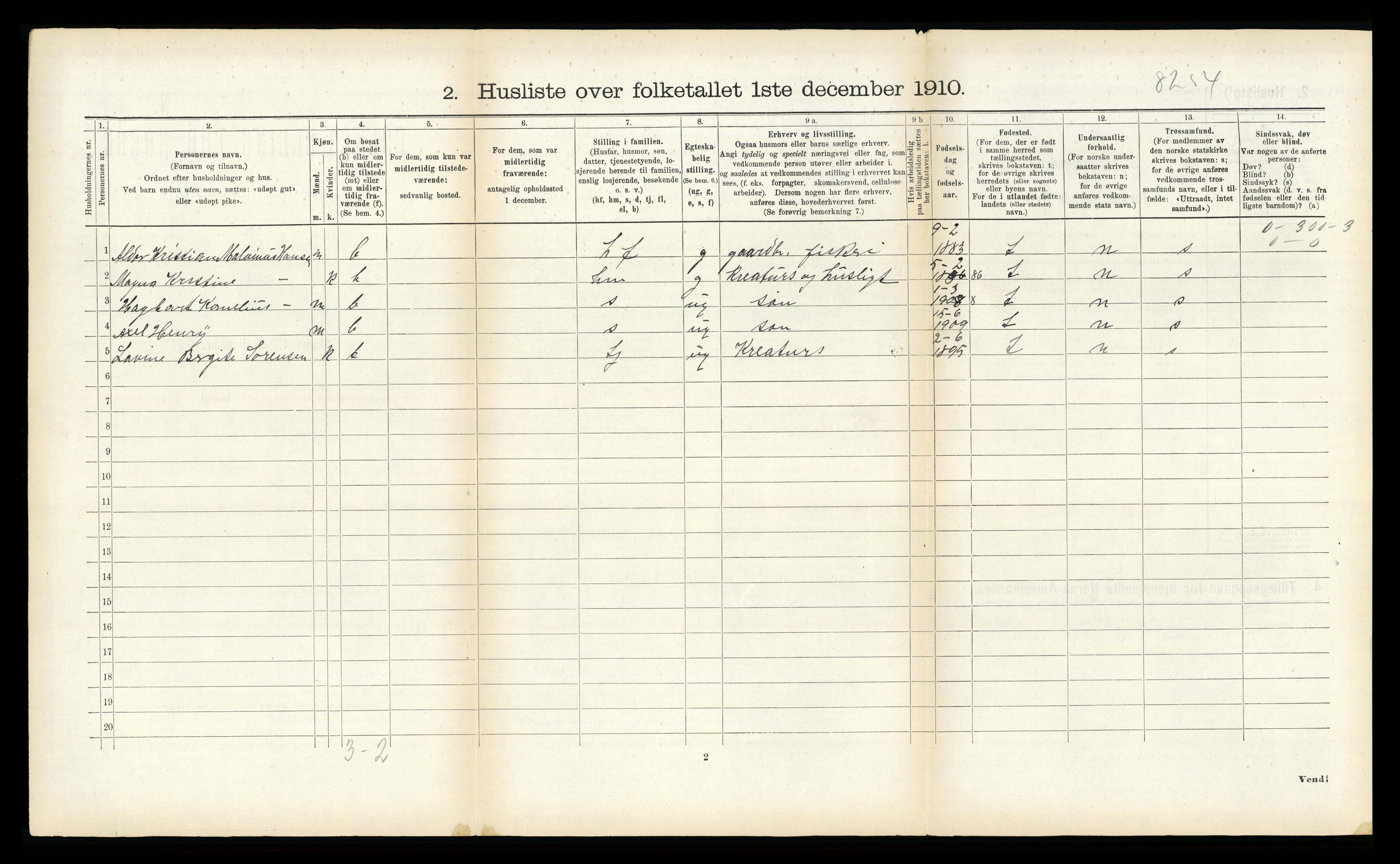 RA, Folketelling 1910 for 1934 Tromsøysund herred, 1910, s. 1312