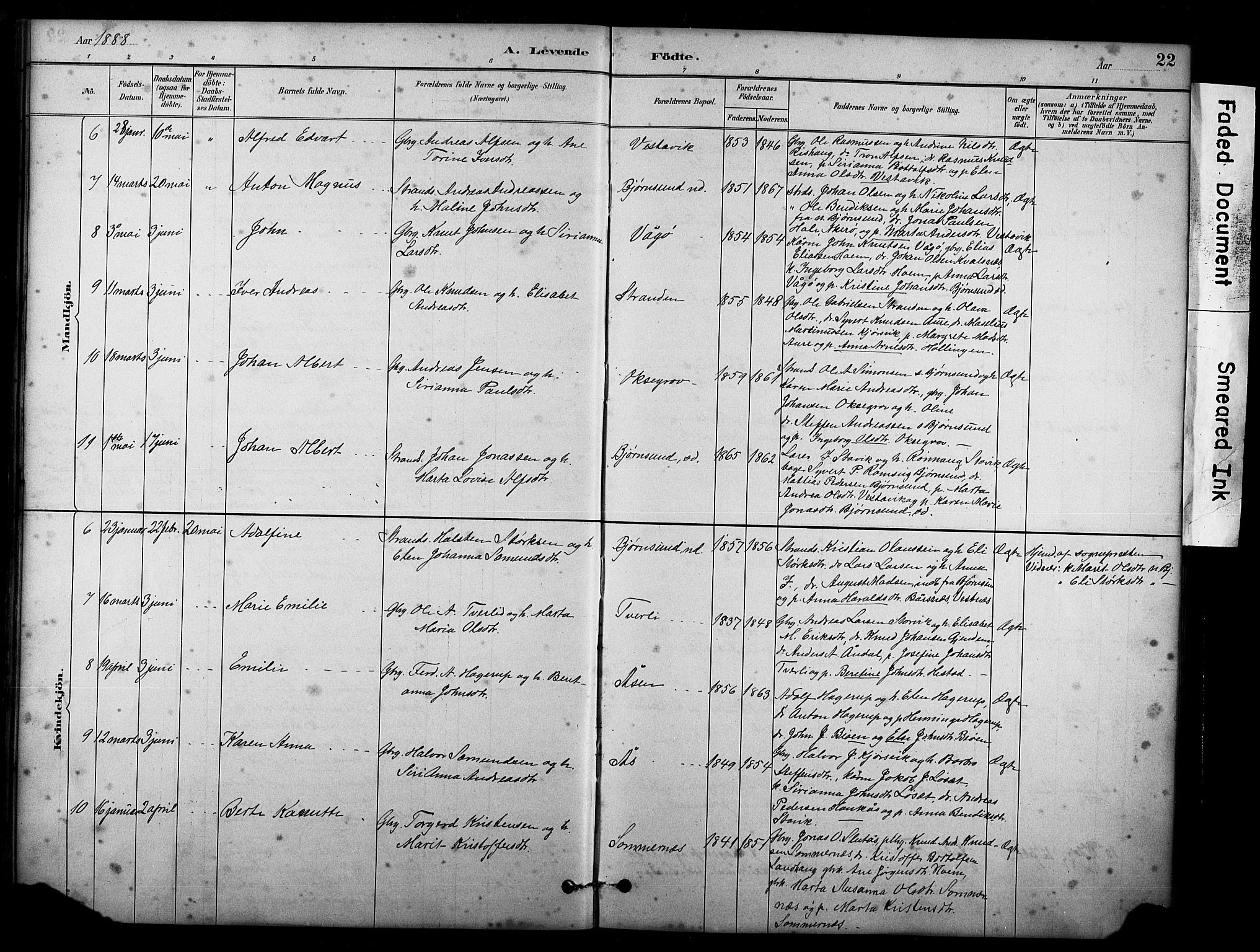 Ministerialprotokoller, klokkerbøker og fødselsregistre - Møre og Romsdal, AV/SAT-A-1454/565/L0755: Klokkerbok nr. 565C04, 1883-1903, s. 22