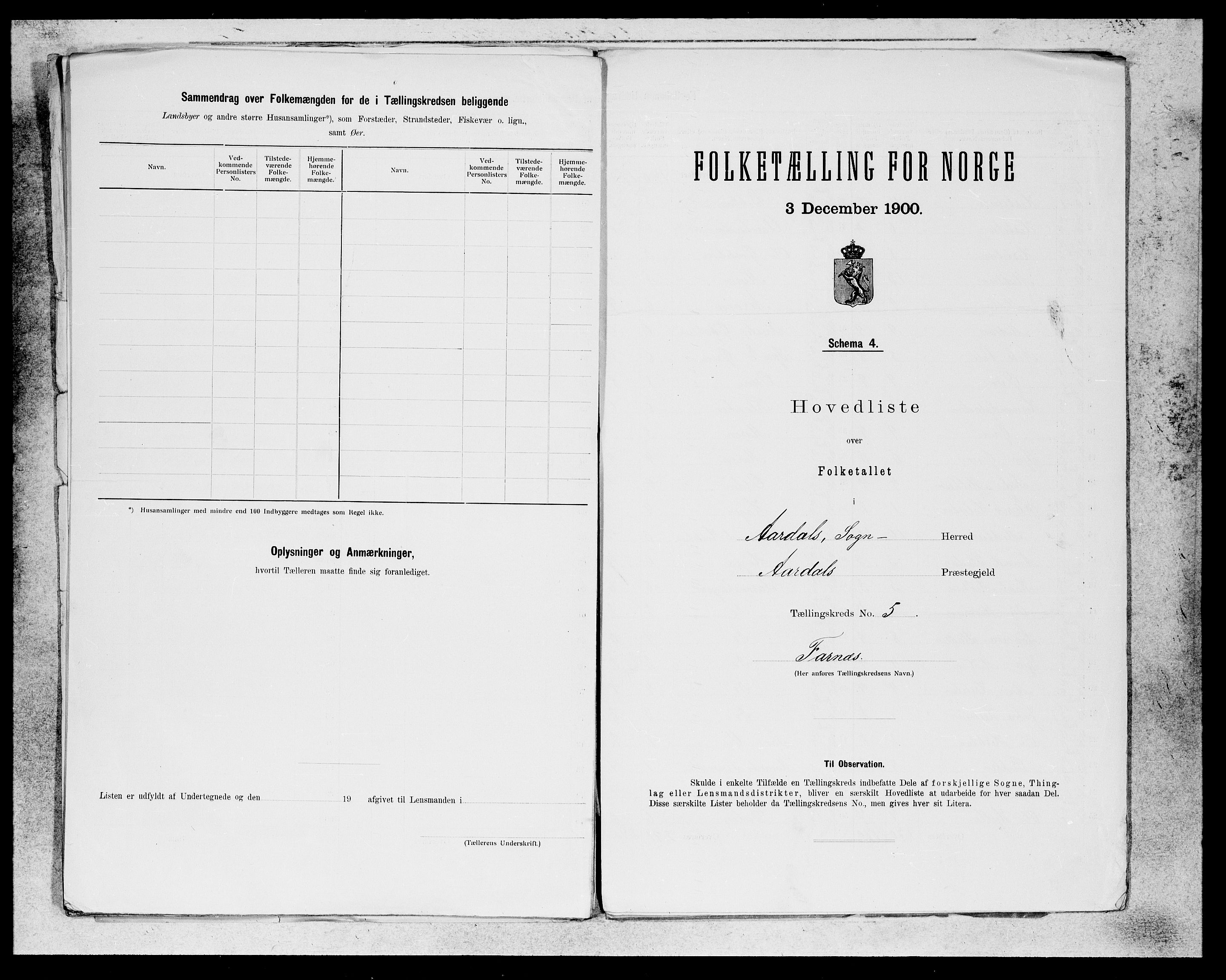 SAB, Folketelling 1900 for 1424 Årdal herred, 1900, s. 9