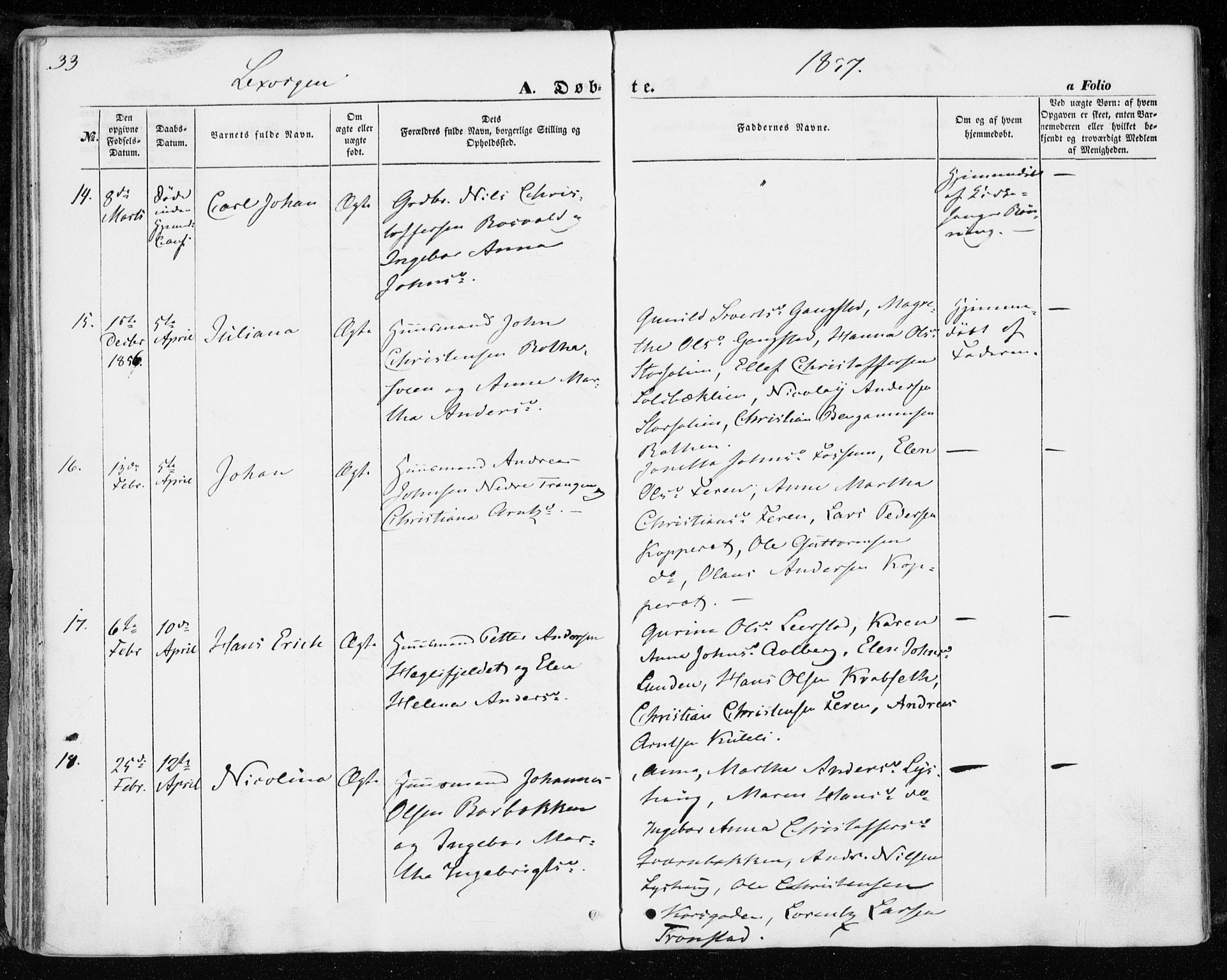 Ministerialprotokoller, klokkerbøker og fødselsregistre - Nord-Trøndelag, SAT/A-1458/701/L0008: Ministerialbok nr. 701A08 /1, 1854-1863, s. 33