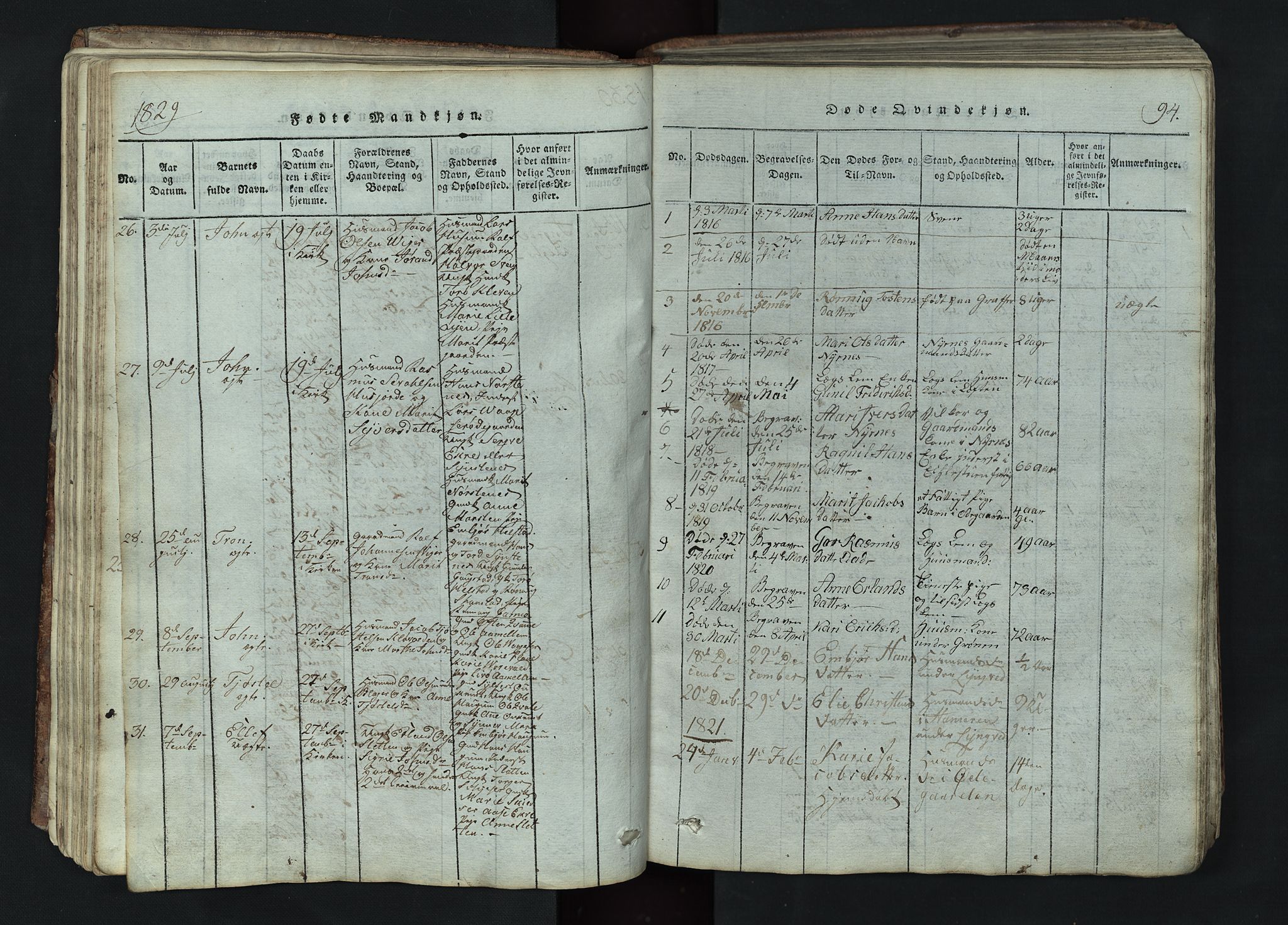 Lom prestekontor, AV/SAH-PREST-070/L/L0002: Klokkerbok nr. 2, 1815-1844, s. 94