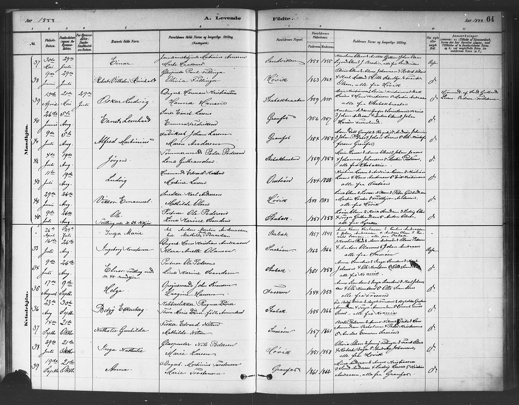 Asker prestekontor Kirkebøker, AV/SAO-A-10256a/F/Fc/L0001: Ministerialbok nr. III 1, 1879-1892, s. 64