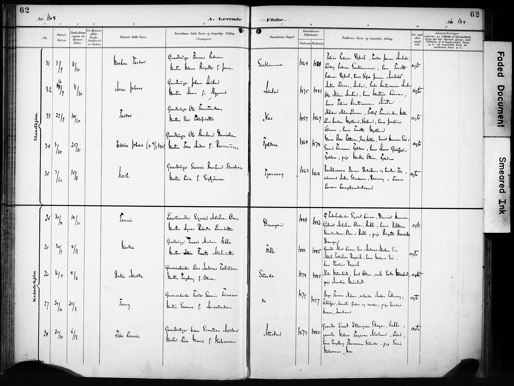 Flekkefjord sokneprestkontor, AV/SAK-1111-0012/F/Fa/Fac/L0009: Ministerialbok nr. A 9, 1899-1909, s. 62