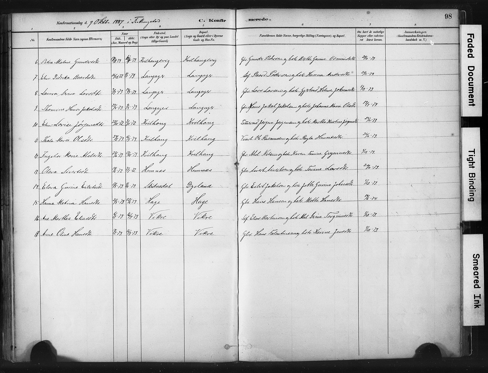 Skudenes sokneprestkontor, AV/SAST-A -101849/H/Ha/Haa/L0010: Ministerialbok nr. A 7, 1882-1912, s. 98