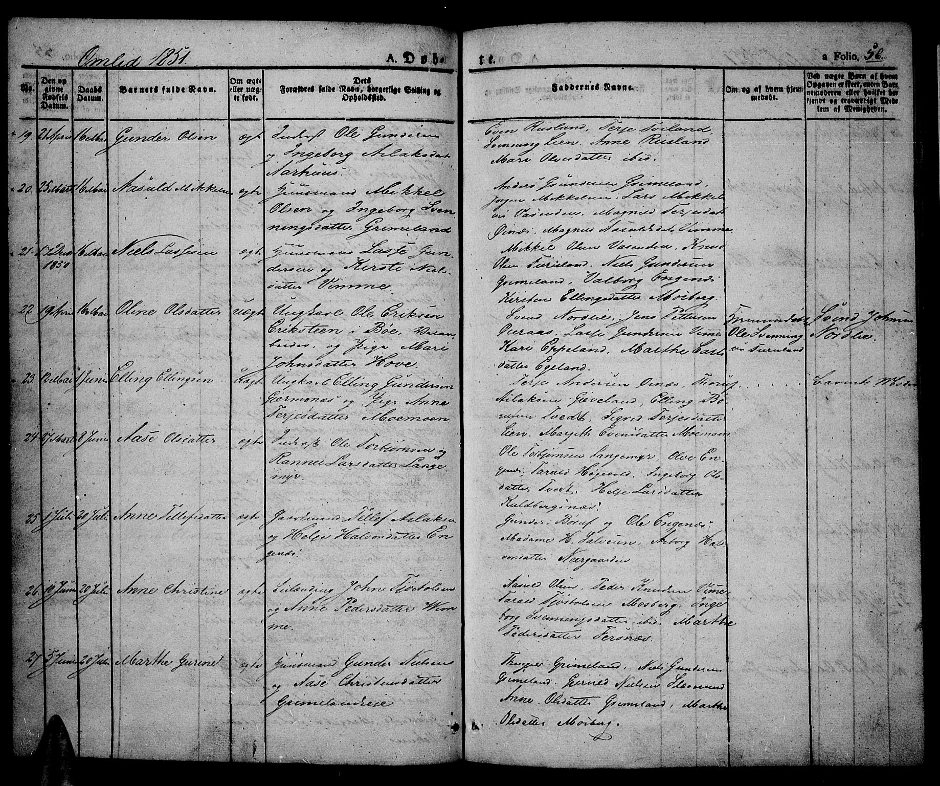 Åmli sokneprestkontor, AV/SAK-1111-0050/F/Fa/Fac/L0007: Ministerialbok nr. A 7 /1, 1829-1851, s. 56