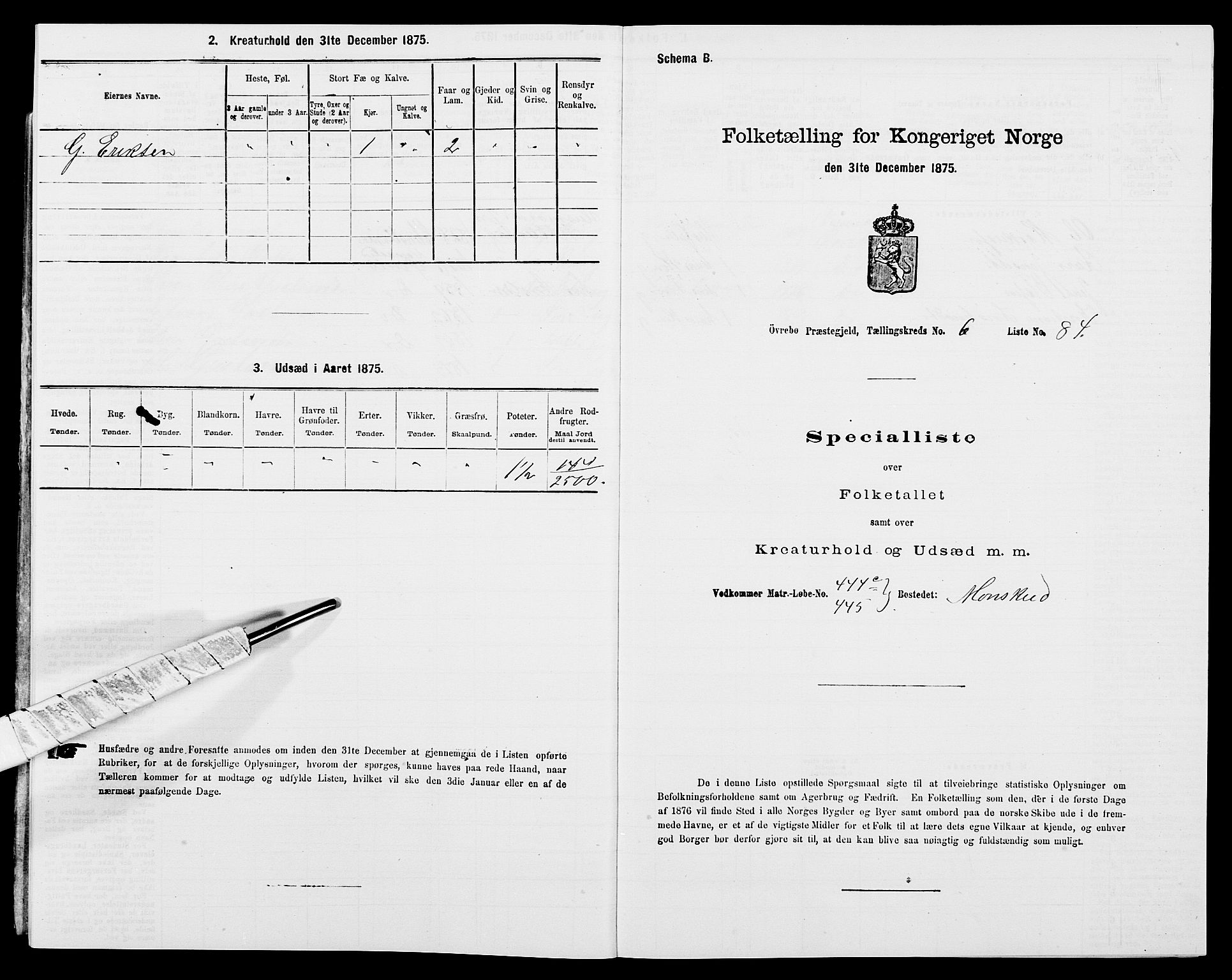 SAK, Folketelling 1875 for 1016P Øvrebø prestegjeld, 1875, s. 678