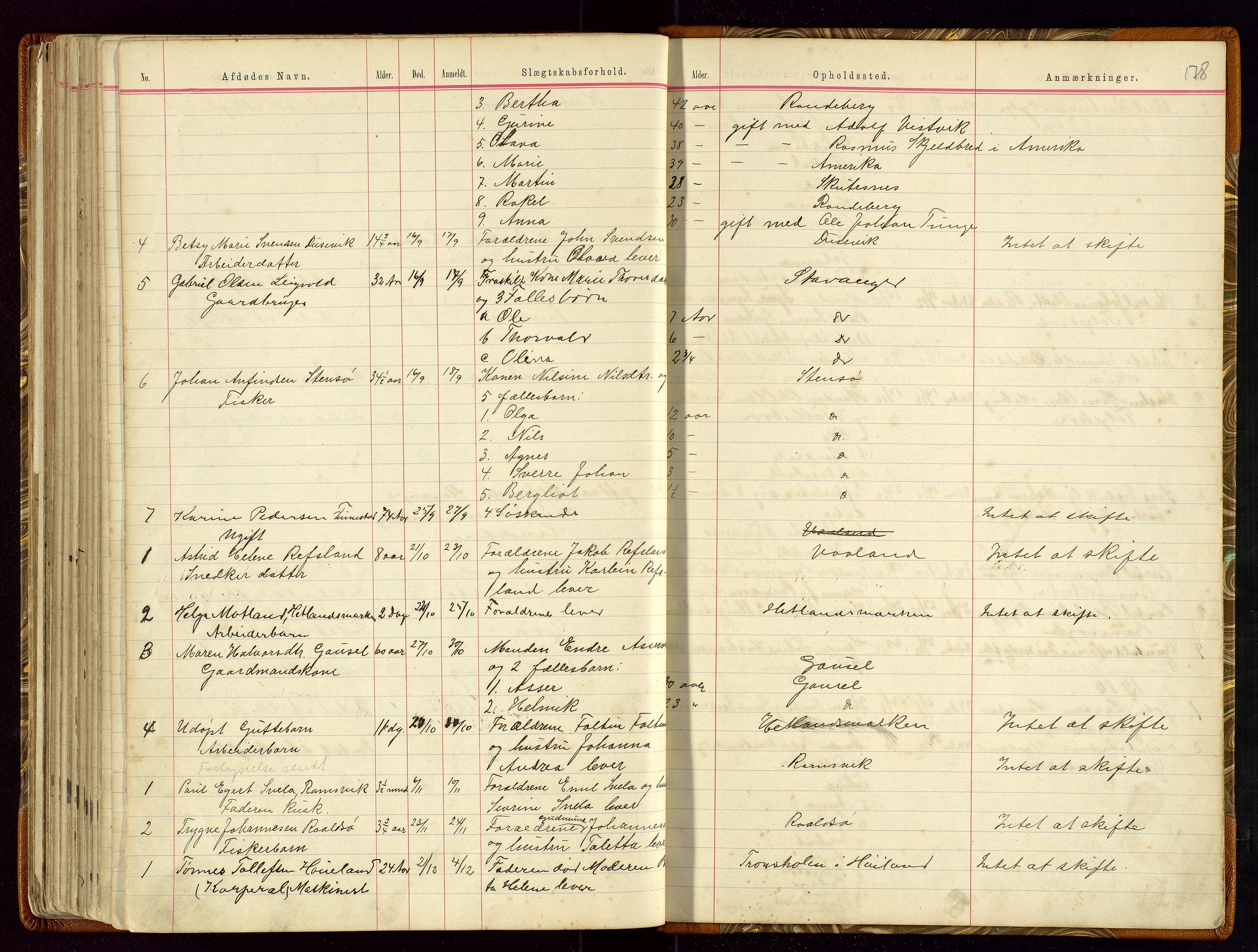 Hetland lensmannskontor, AV/SAST-A-100101/Gga/L0001: Dødsfallprotokoll, 1883-1910, s. 178