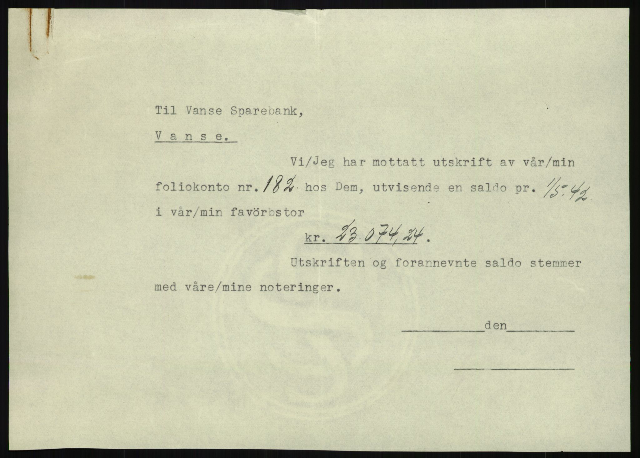 Forsvarsdepartementet, 10. kontor / Oppgjørskontoret, AV/RA-RAFA-1225/D/Db/L0180: Lista oppgjørskontor, 1942-1952, s. 1039