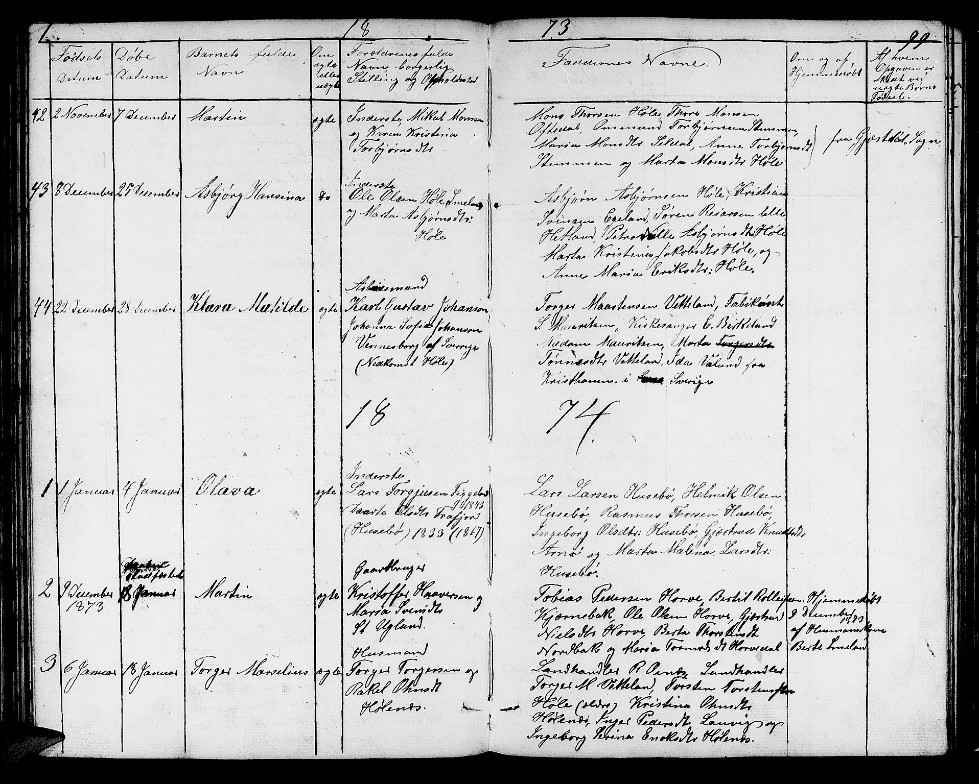Høgsfjord sokneprestkontor, AV/SAST-A-101624/H/Ha/Hab/L0001: Klokkerbok nr. B 1, 1855-1885, s. 99