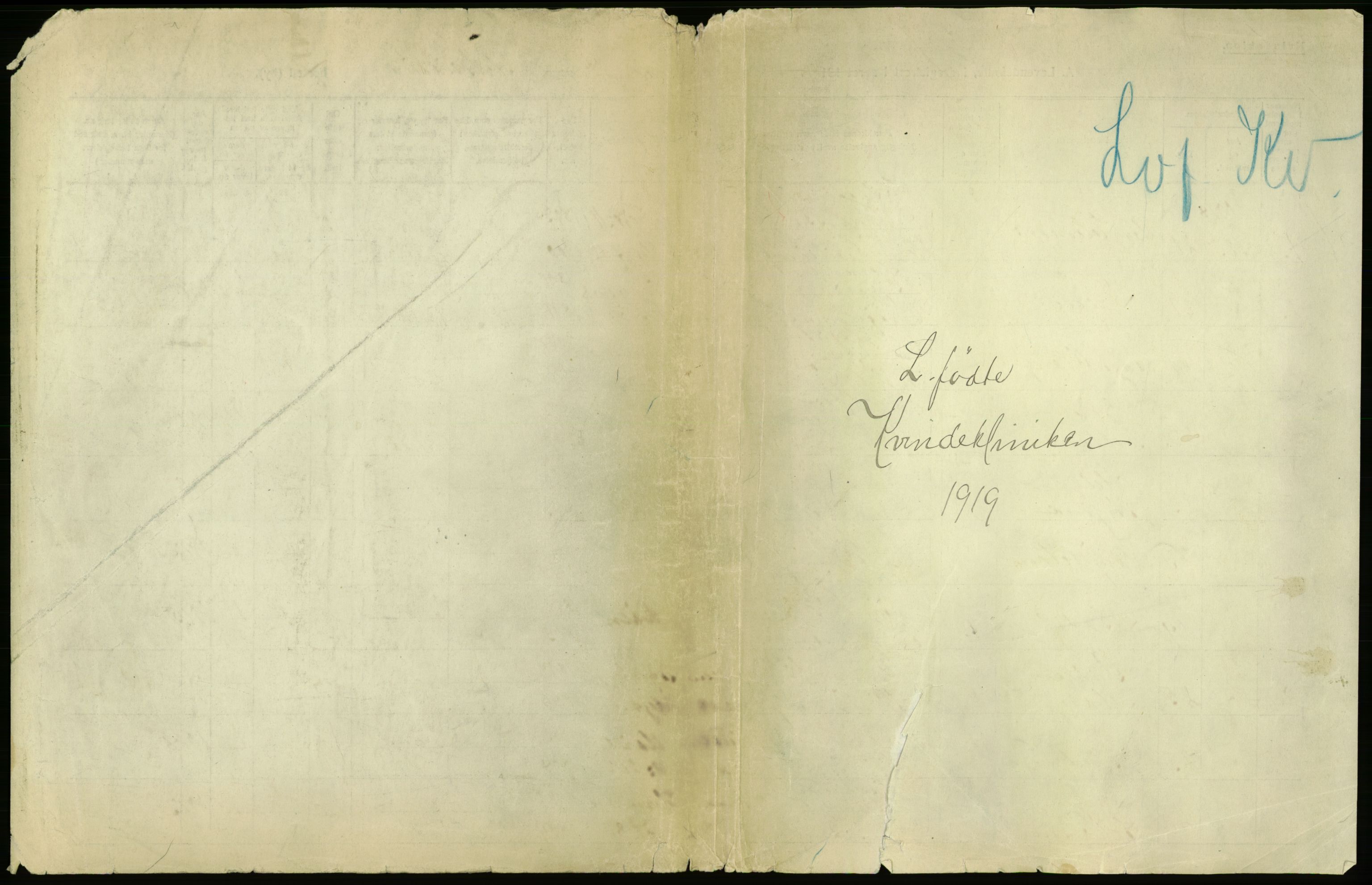 Statistisk sentralbyrå, Sosiodemografiske emner, Befolkning, RA/S-2228/D/Df/Dfb/Dfbi/L0007: Kristiania: Levendefødte menn og kvinner., 1919, s. 1