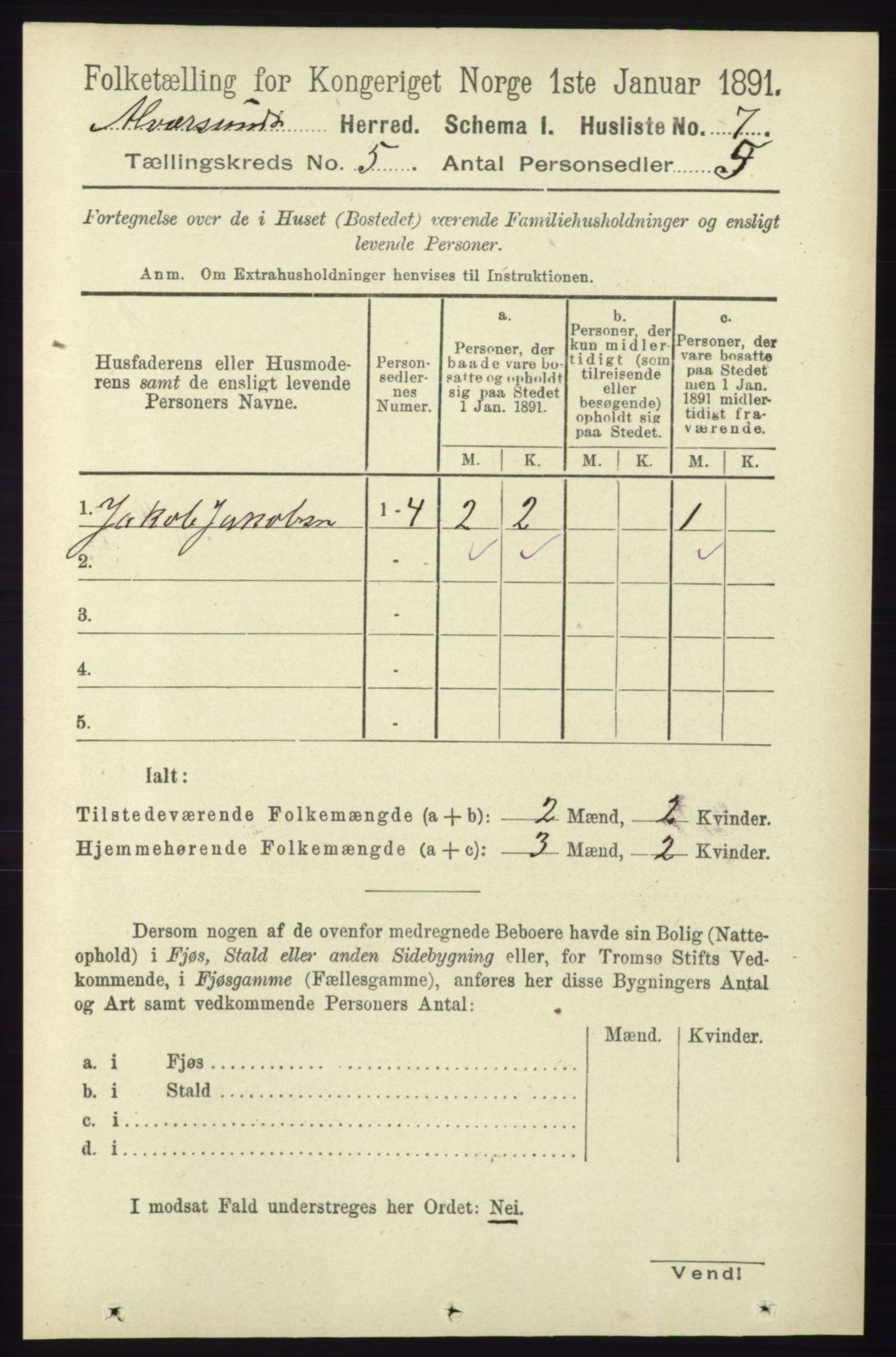 RA, Folketelling 1891 for 1257 Alversund herred, 1891, s. 1763