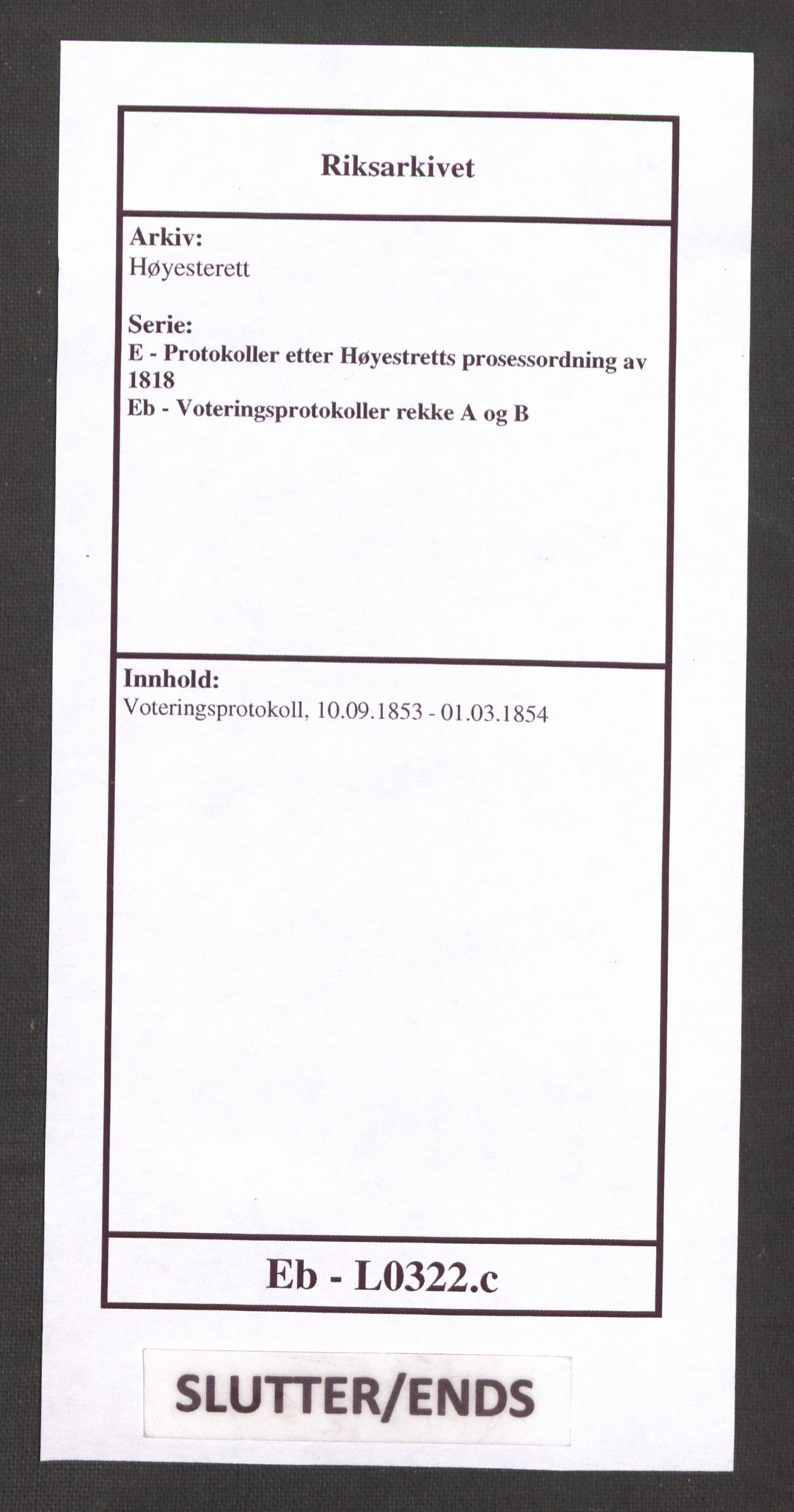 Høyesterett, AV/RA-S-1002/E/Eb/Ebb/L0046/0002: Voteringsprotokoller / Voteringsprotokoll, 1853-1854