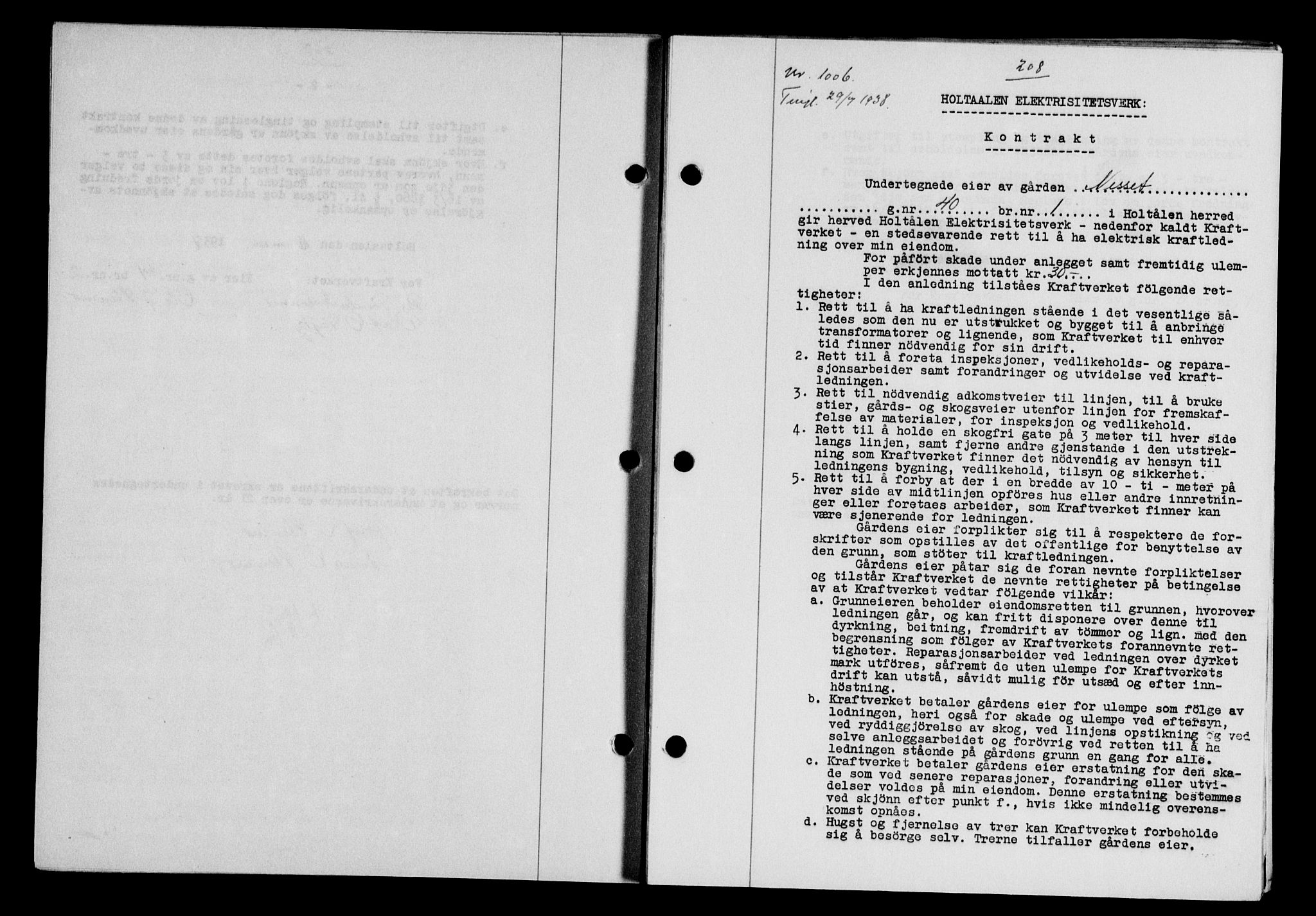 Gauldal sorenskriveri, SAT/A-0014/1/2/2C/L0049: Pantebok nr. 53, 1938-1938, Dagboknr: 1006/1938