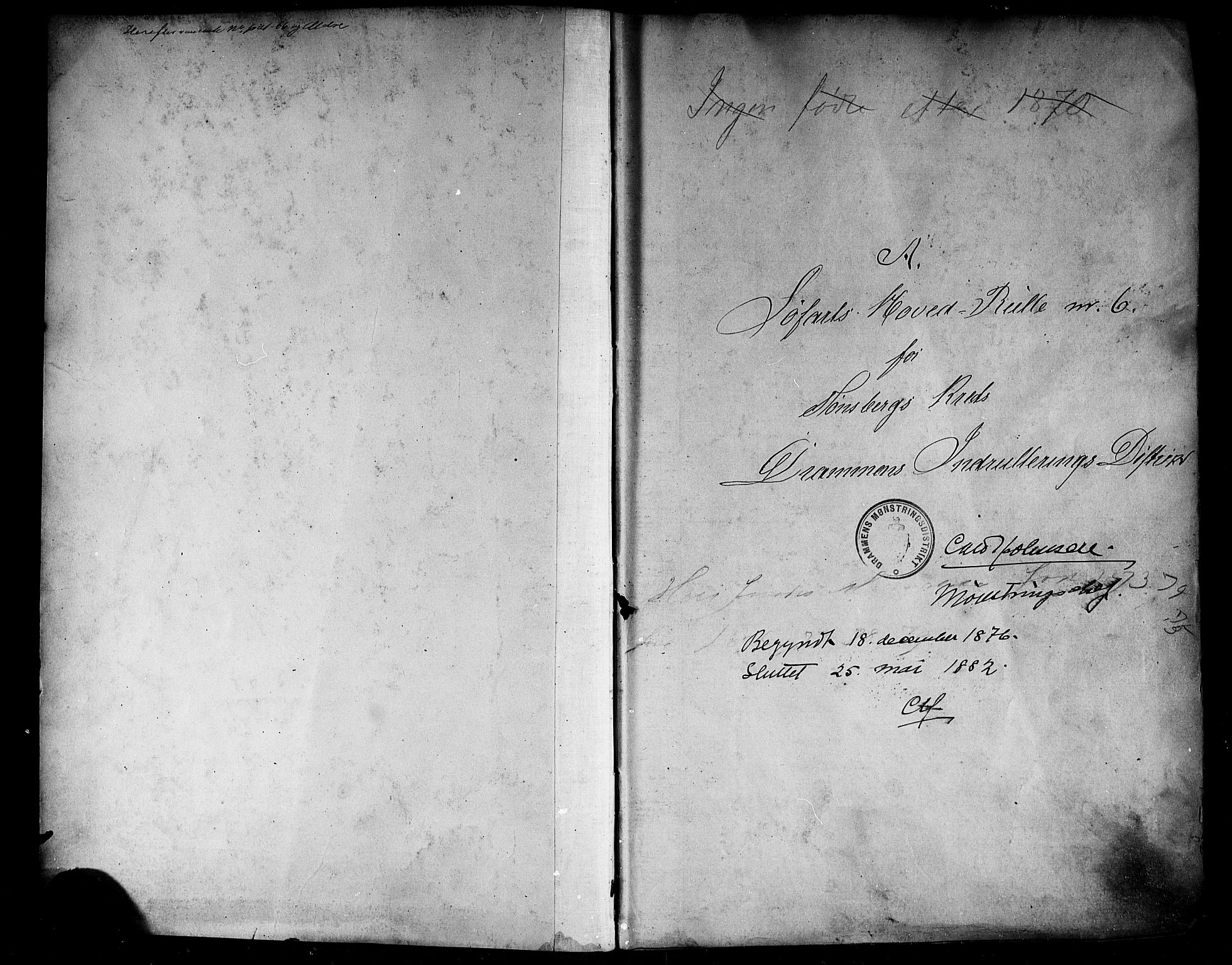 Tønsberg innrulleringskontor, SAKO/A-786/F/Fc/Fcb/L0006: Hovedrulle Patent nr. 5617-6760, 1876-1882, s. 2