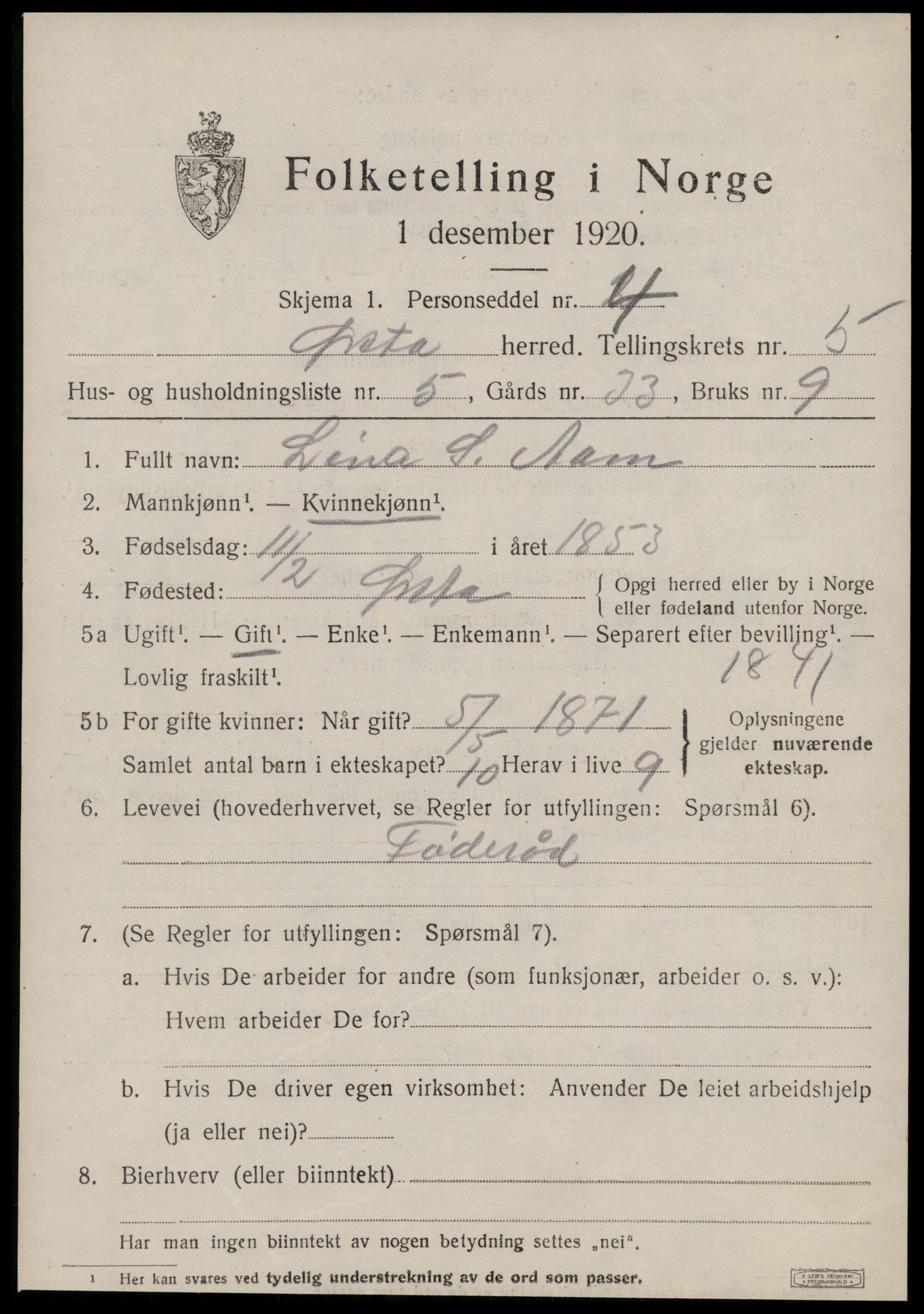 SAT, Folketelling 1920 for 1520 Ørsta herred, 1920, s. 4366