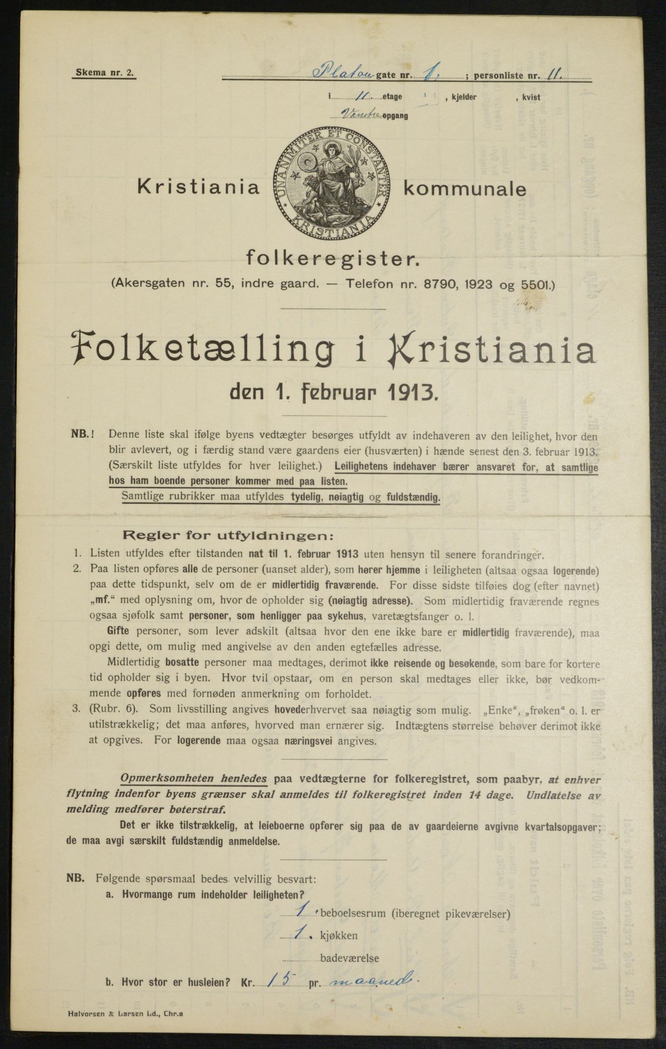 OBA, Kommunal folketelling 1.2.1913 for Kristiania, 1913, s. 80375