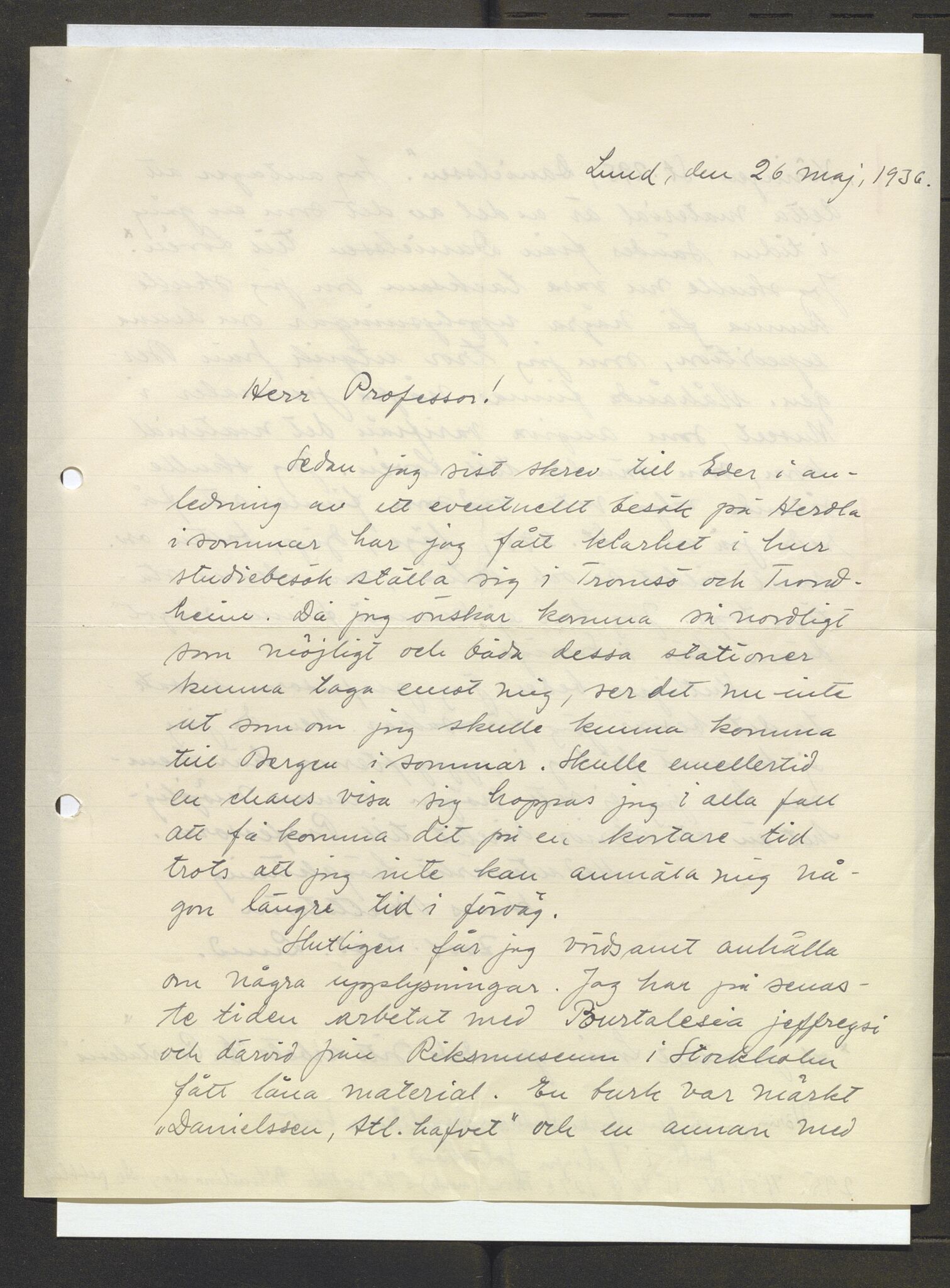Bergens Museum, AV/SAB-A-17301/13/D/L0002: Korrespondanse , 1928-1940, s. 371