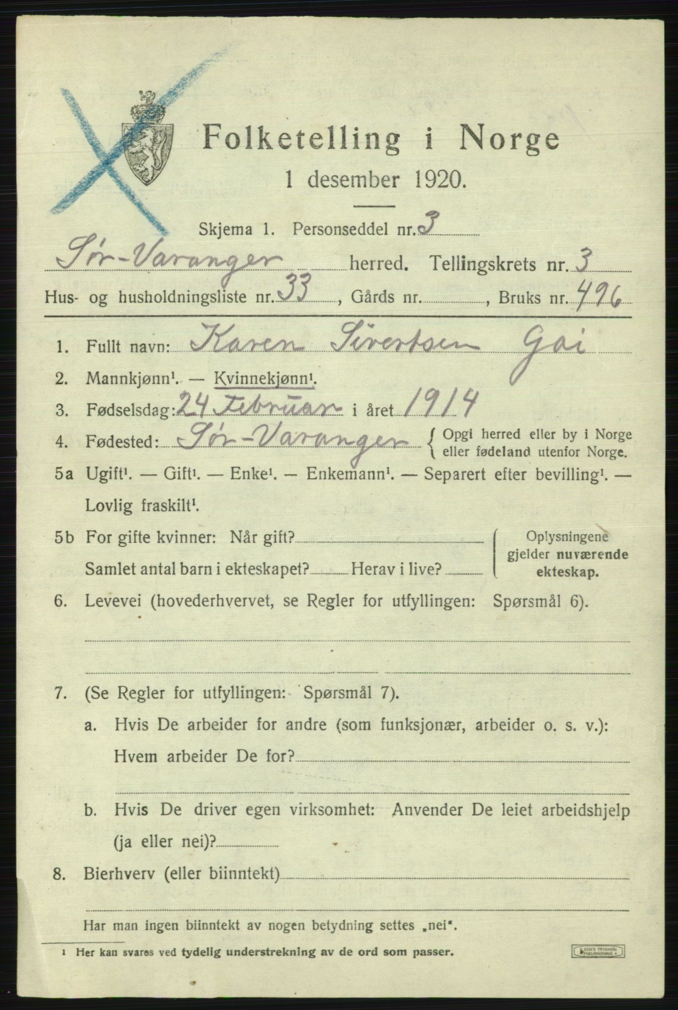 SATØ, Folketelling 1920 for 2030 Sør-Varanger herred, 1920, s. 2792