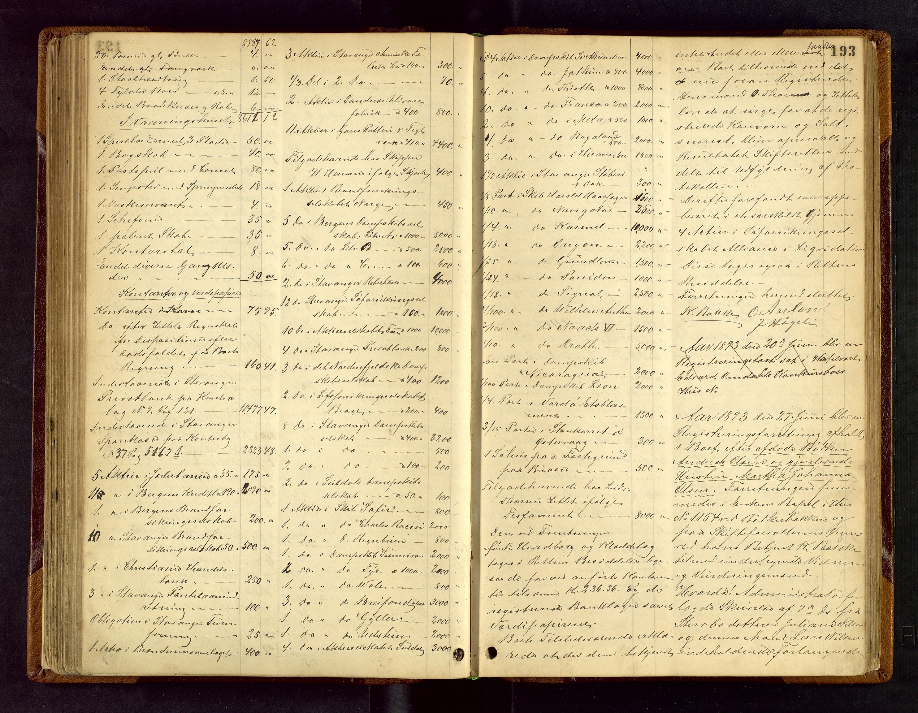 Stavanger skifteforvalter, AV/SAST-A-101412/001/5/53/533BA/L0001: Registreringsprotokoll, 1882-1902, s. 193